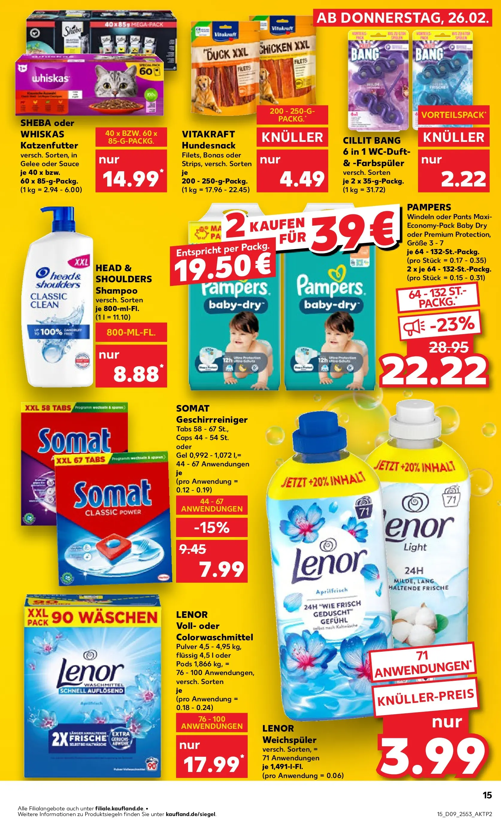 Prospekt Kaufland ab 26.02.2026 » Angebote und Werbung Online | Seite: 15 | Produkte: Sheba, Katzenfutter, Weichspüler, Whiskas Prospekt Kaufland ab 26.02.2026 » Angebote Online zum Blättern | Seite: 15 | Produkte: Sheba, Katzenfutter, Weichspüler, Whiskas
