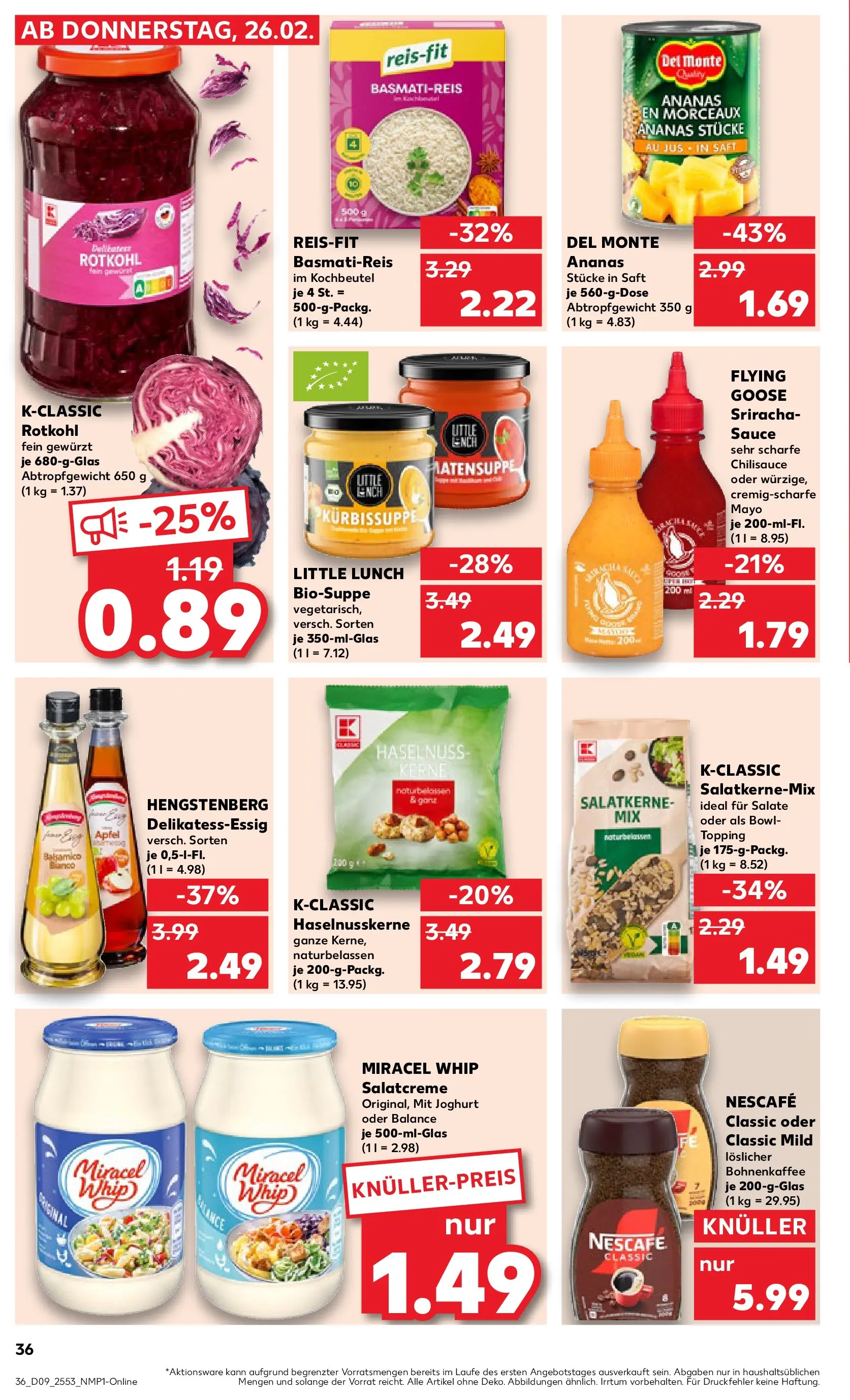 Prospekt Kaufland ab 26.02.2026 » Angebote und Werbung Online | Seite: 36 | Produkte: Rotkohl, Joghurt, Nescafe classic, Chili Prospekt Kaufland ab 26.02.2026 » Angebote Online zum Blättern | Seite: 36 | Produkte: Rotkohl, Joghurt, Nescafe classic, Chili