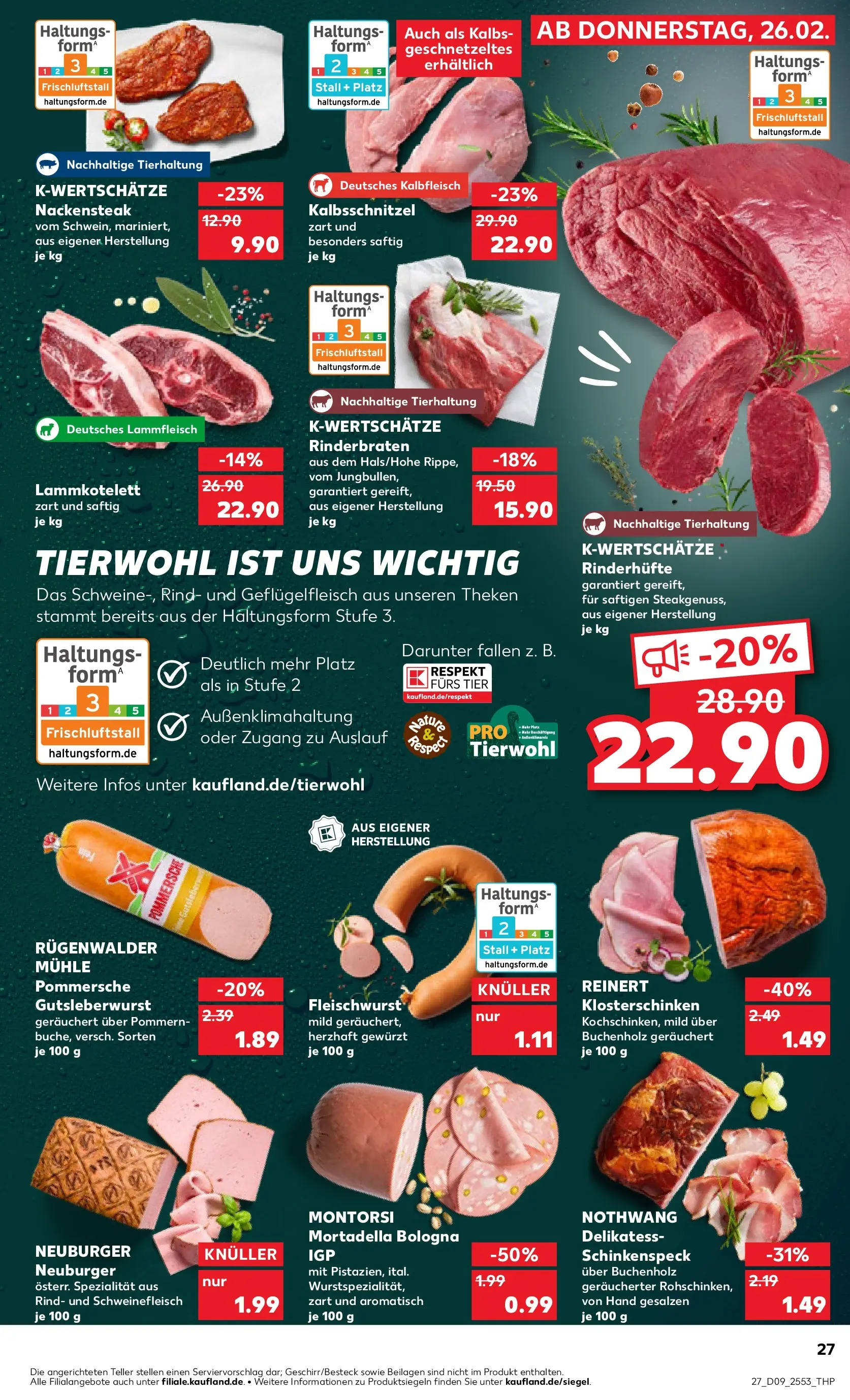 Prospekt Kaufland ab 26.02.2026 » Angebote und Werbung Online | Seite: 27 | Produkte: Rinderbraten, Mühle, Schweinefleisch Prospekt Kaufland ab 26.02.2026 » Angebote Online zum Blättern | Seite: 27 | Produkte: Rinderbraten, Mühle, Schweinefleisch