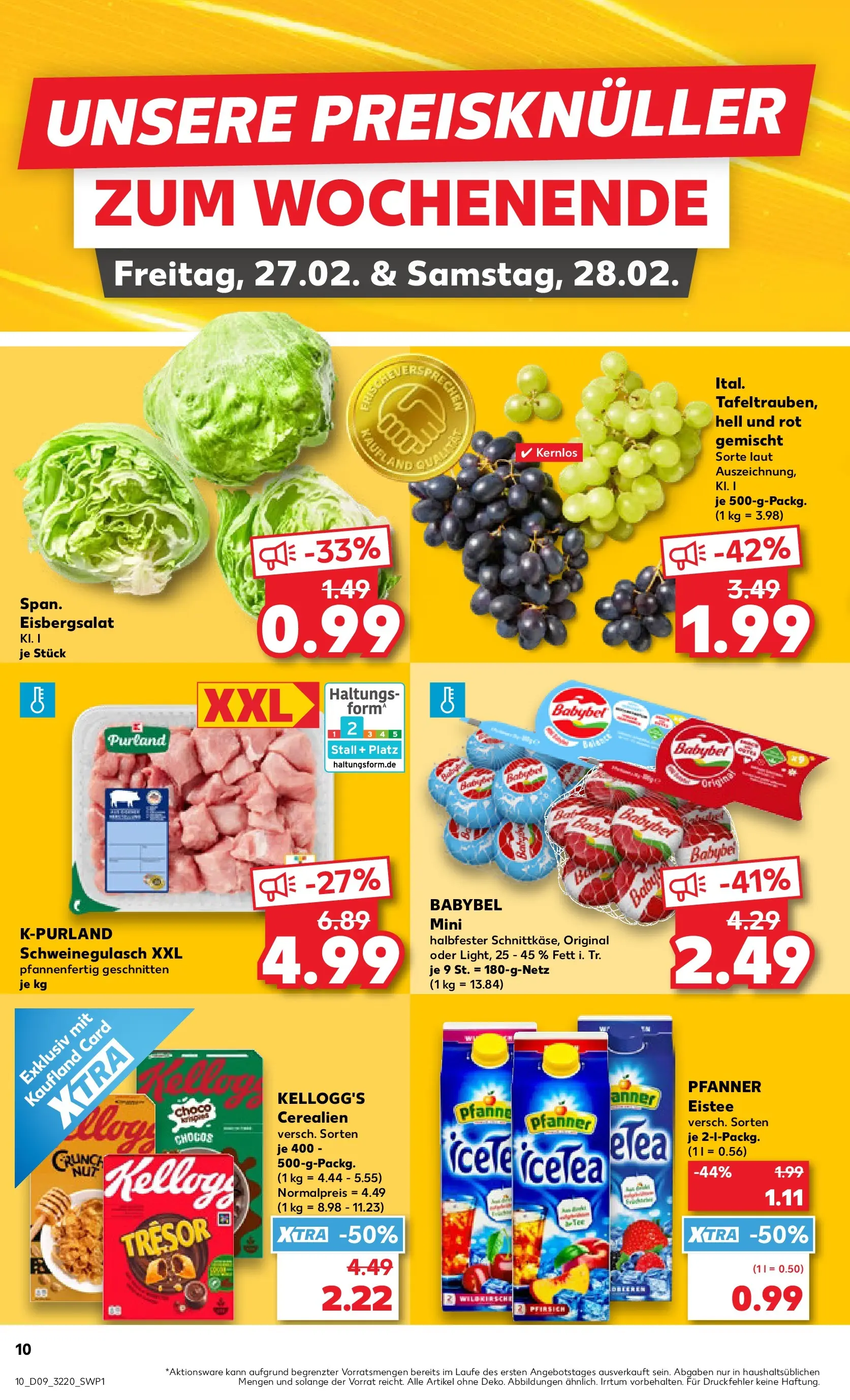 Prospekt Kaufland ab 26.02.2026 » Angebote Online zum Blättern | Seite: 10 | Produkte: Schweinegulasch, Kellogg's, Pfanner eistee, Babybel