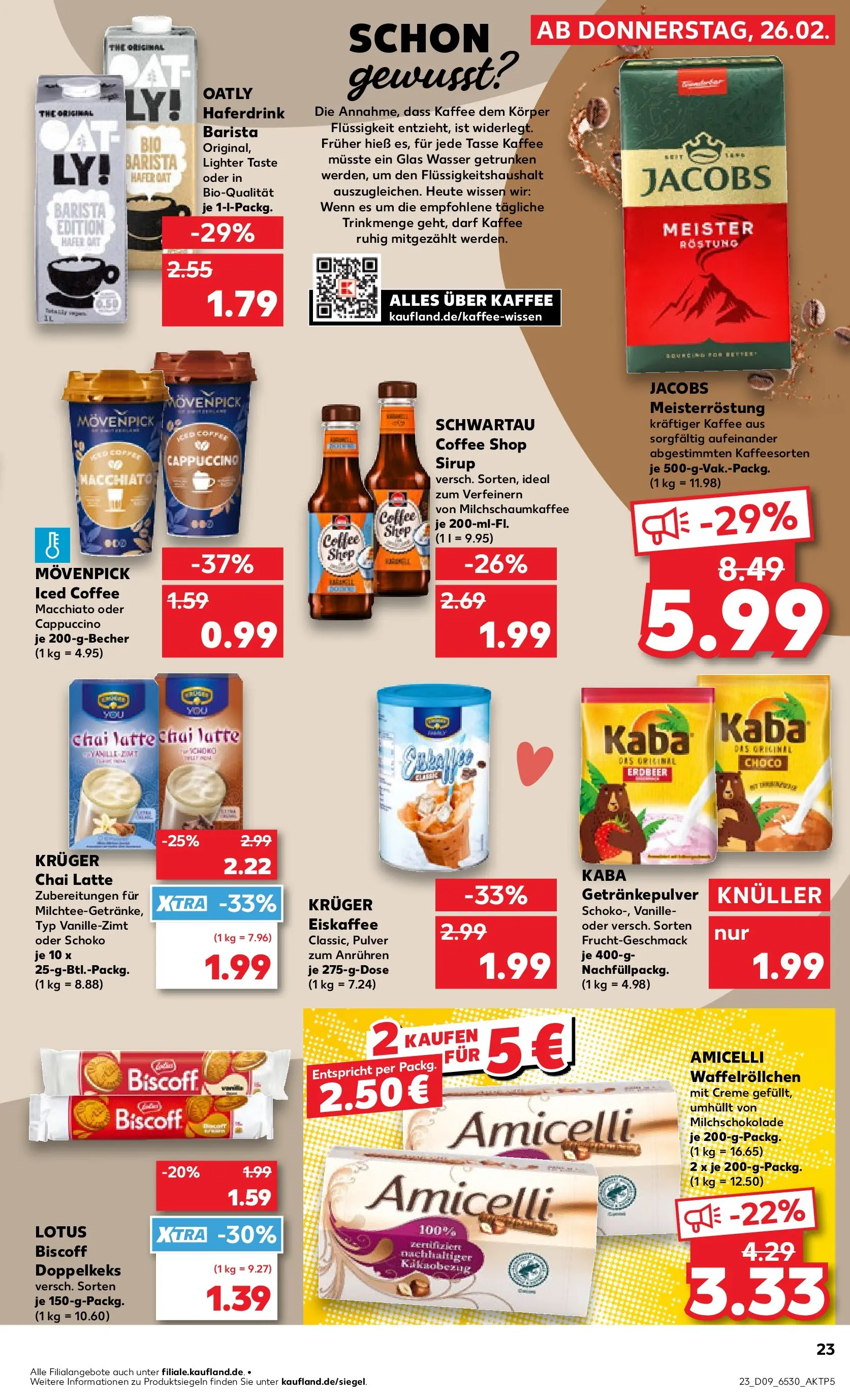 Prospekt Kaufland ab 26.02.2026 » Angebote Online zum Blättern | Seite: 23 | Produkte: Kaffee, Sirup, Haferdrink, Wasser