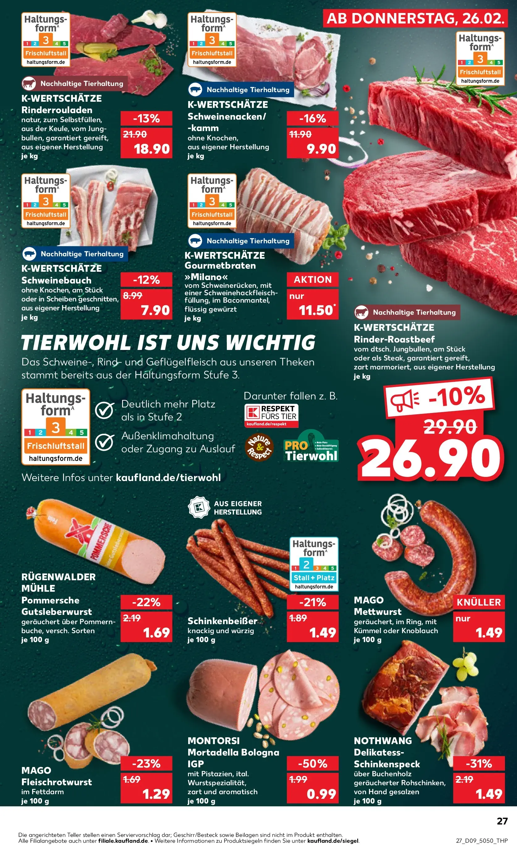 Prospekt Kaufland ab 26.02.2026 » Angebote Online zum Blättern | Seite: 27 | Produkte: Rinderrouladen, Mühle, Schweinebauch, Knoblauch