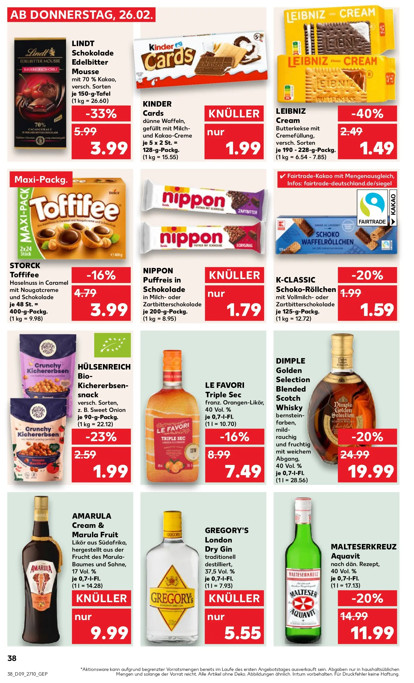 Prospekt Kaufland ab 26.02.2026 » Angebote Online zum Blättern | Seite: 38 | Produkte: Whisky, Milch, Butterkekse, Gin