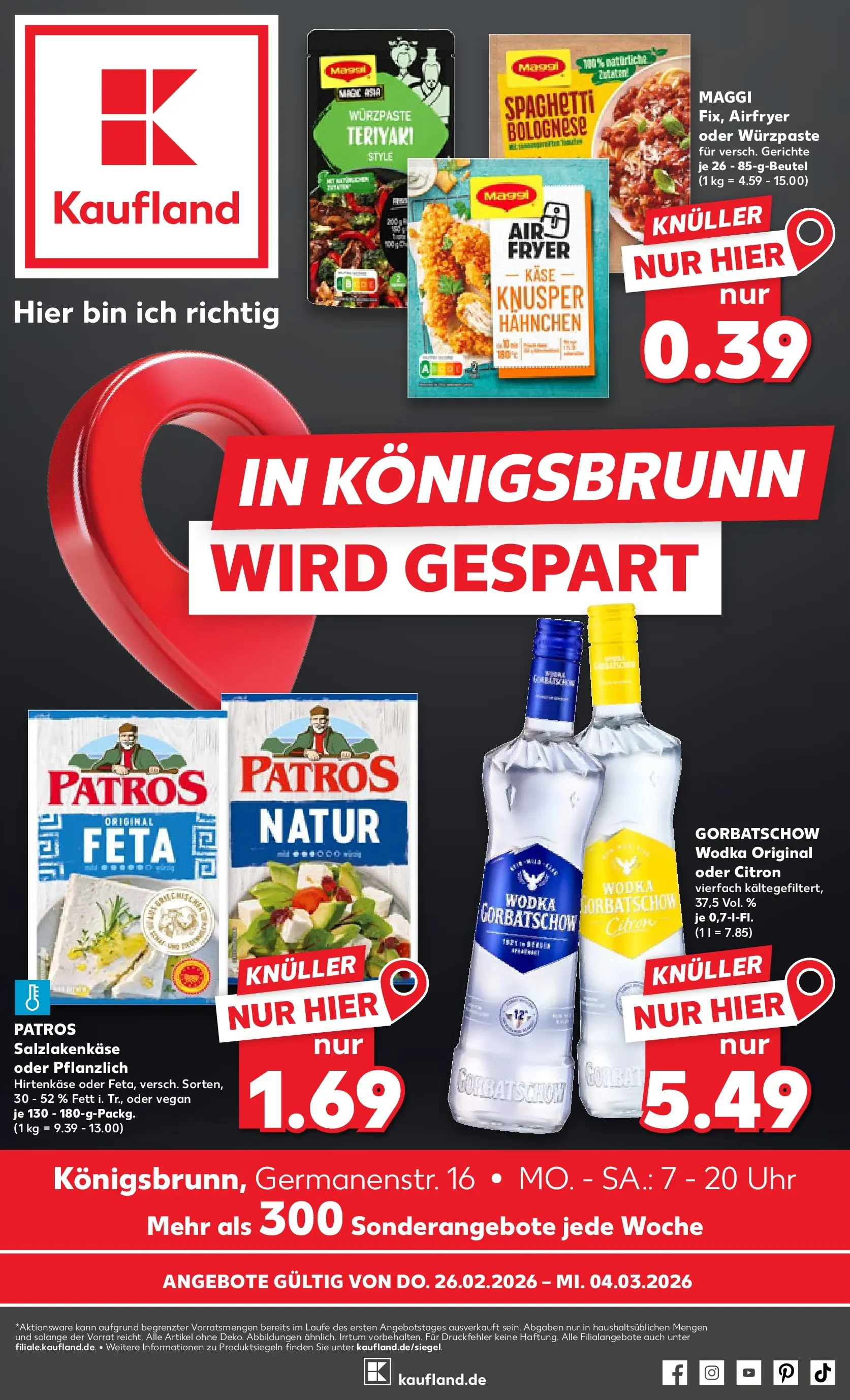 Prospekt Kaufland ab 26.02.2026 » Angebote Online zum Blättern | Seite: 1 | Produkte: Hahnchen, Feta, Patros, Uhr