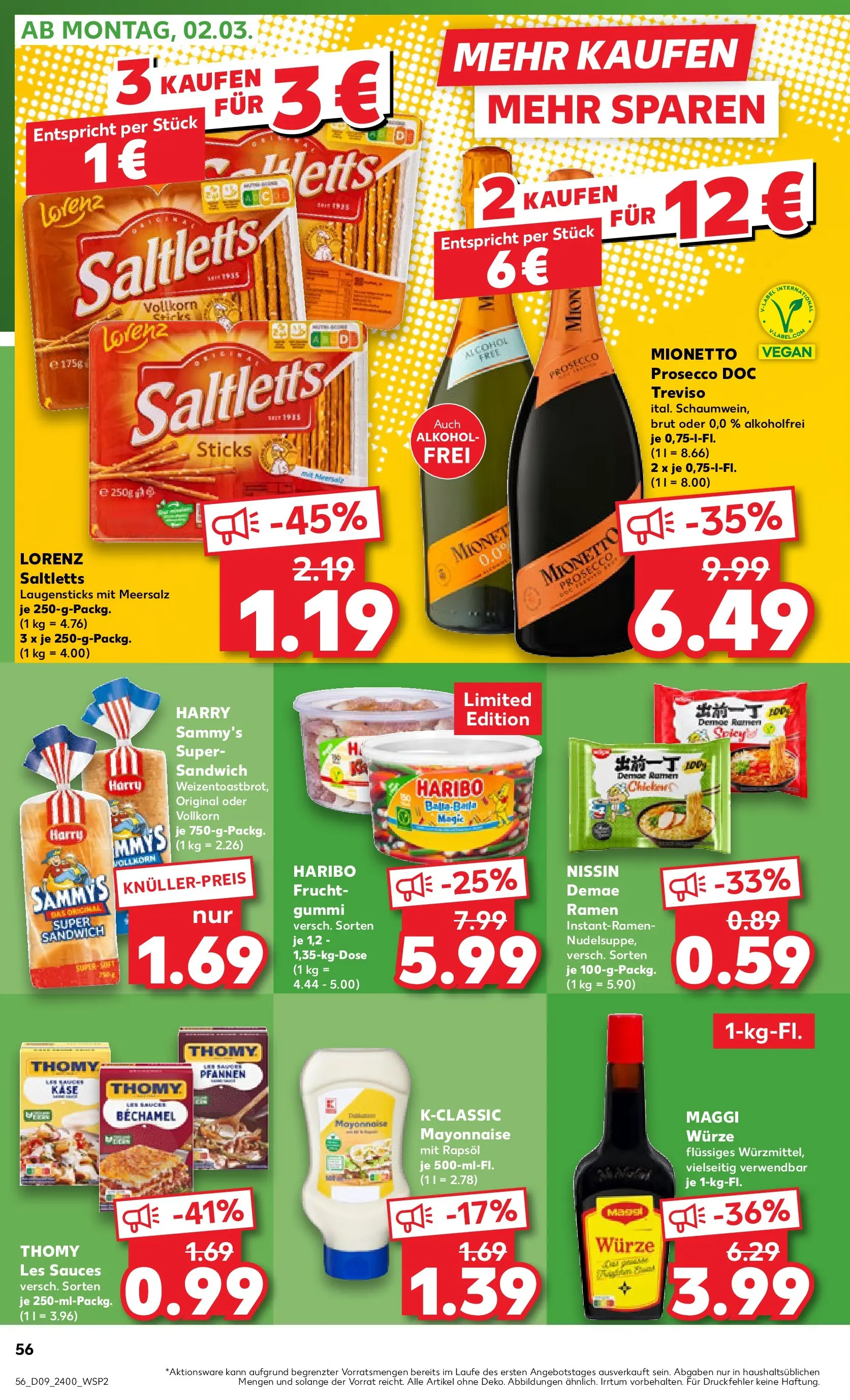 Prospekt Kaufland ab 26.02.2026 » Angebote und Werbung Online | Seite: 56 | Produkte: Maggi, Haribo, Prosecco, Mayonnaise Prospekt Kaufland ab 26.02.2026 » Angebote Online zum Blättern | Seite: 56 | Produkte: Maggi, Haribo, Prosecco, Mayonnaise