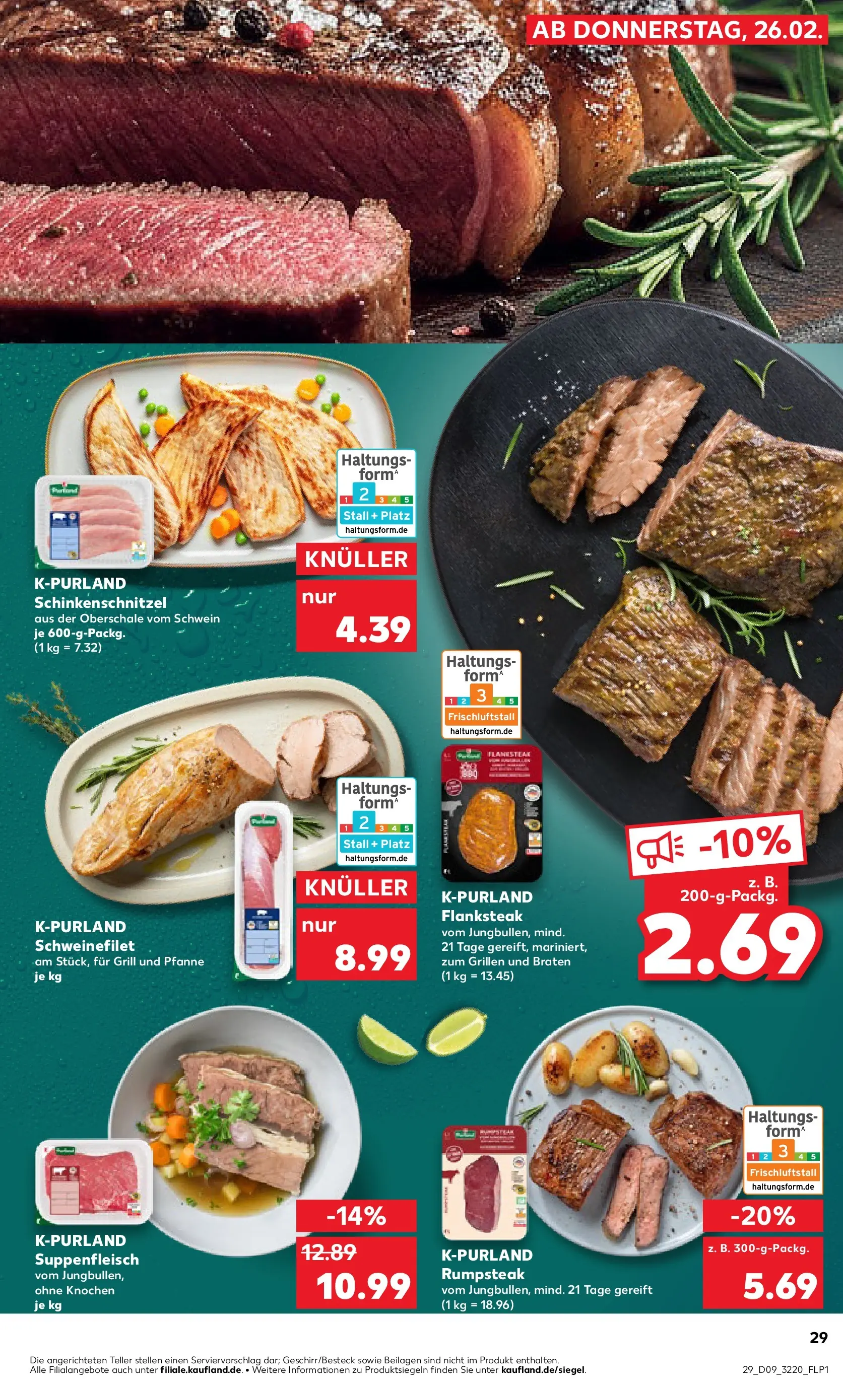 Prospekt Kaufland ab 26.02.2026 » Angebote und Werbung Online | Seite: 29 | Produkte: Rumpsteak, Grill, Schweinefilet, Suppenfleisch Prospekt Kaufland ab 26.02.2026 » Angebote Online zum Blättern | Seite: 29 | Produkte: Rumpsteak, Grill, Schweinefilet, Suppenfleisch