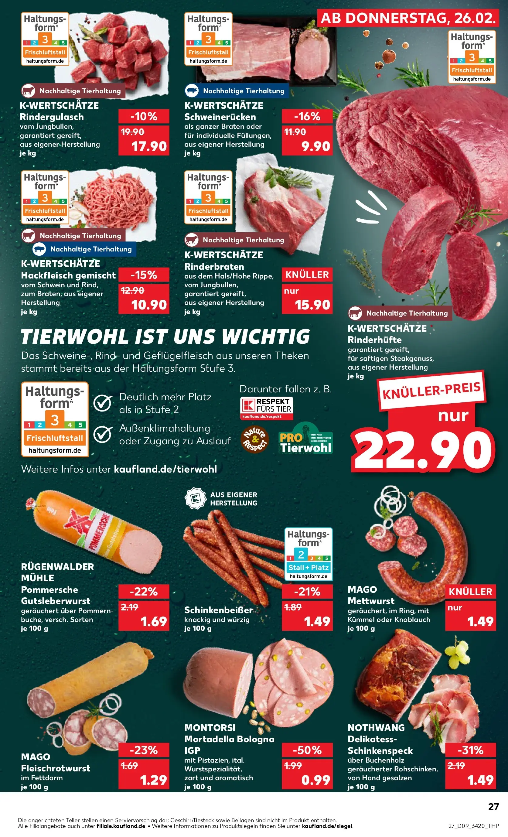 Prospekt Kaufland ab 26.02.2026 » Angebote Online zum Blättern | Seite: 27 | Produkte: Rinderbraten, Rindergulasch, Mühle, Knoblauch