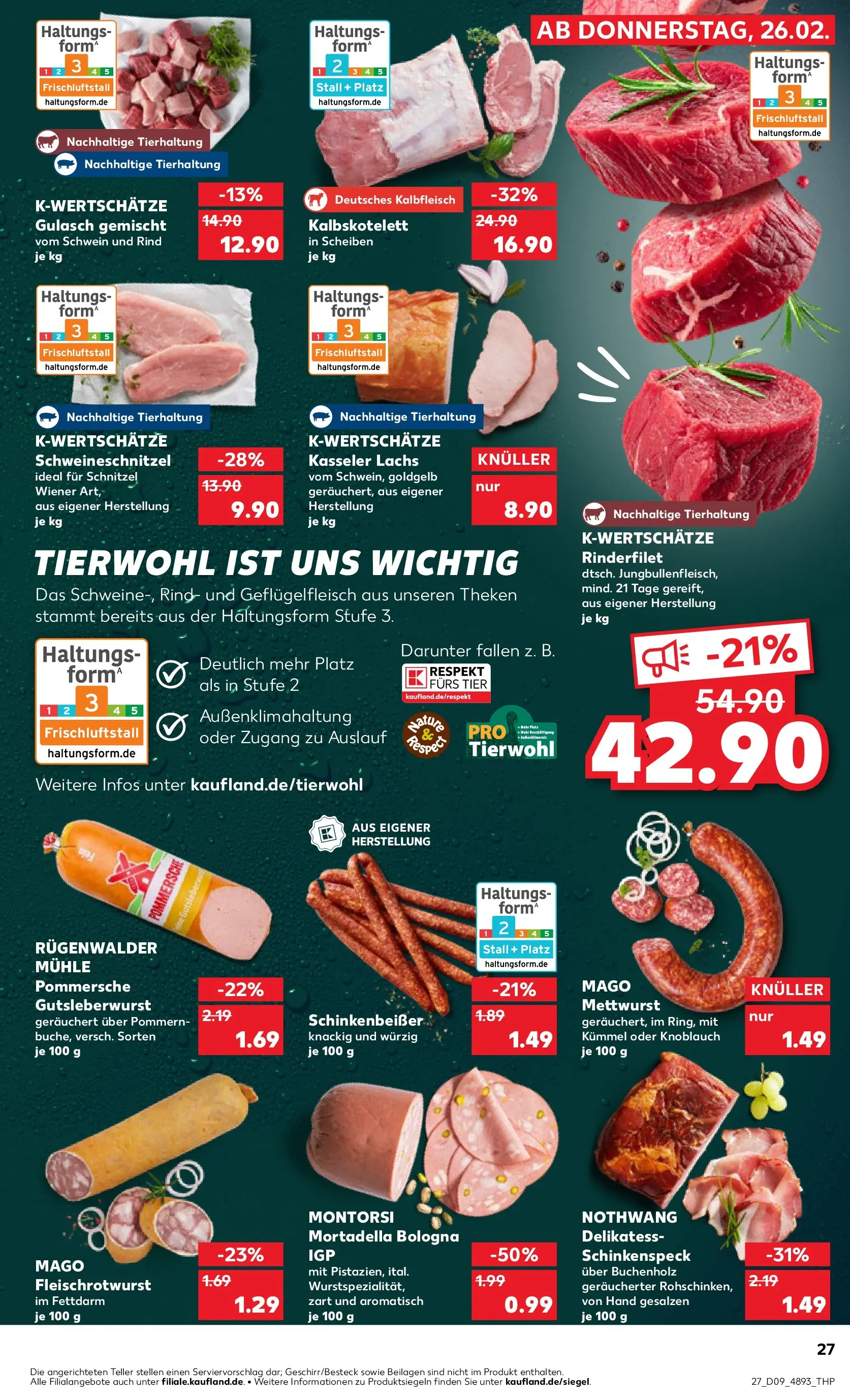 Prospekt Kaufland ab 26.02.2026 » Angebote Online zum Blättern | Seite: 27 | Produkte: Mühle, Schnitzel, Lachs, Gulasch