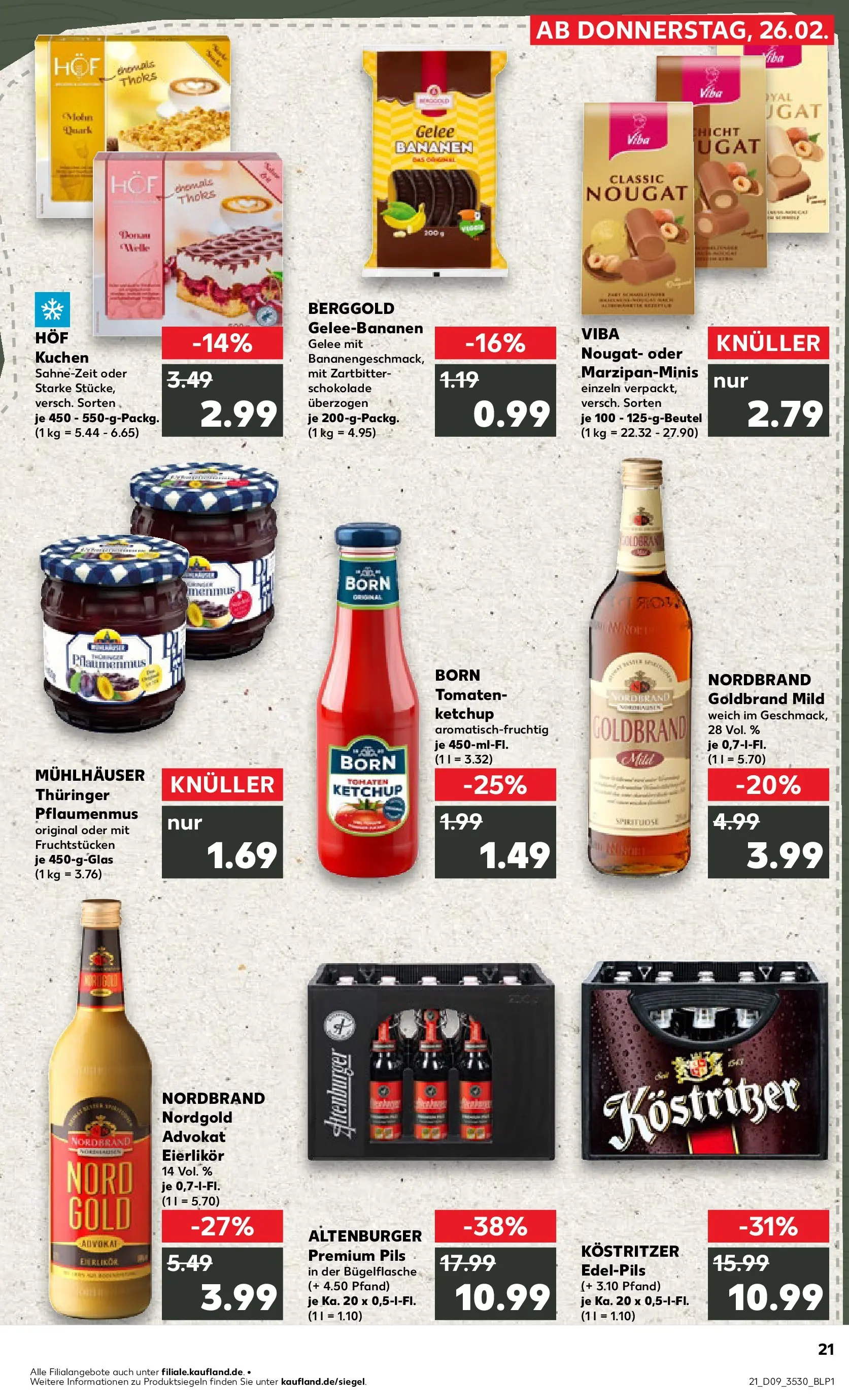 Prospekt Kaufland ab 26.02.2026 » Angebote und Werbung Online | Seite: 21 | Produkte: Schokolade, Pils, Bananen, Kuchen Prospekt Kaufland ab 26.02.2026 » Angebote Online zum Blättern | Seite: 21 | Produkte: Schokolade, Pils, Bananen, Kuchen