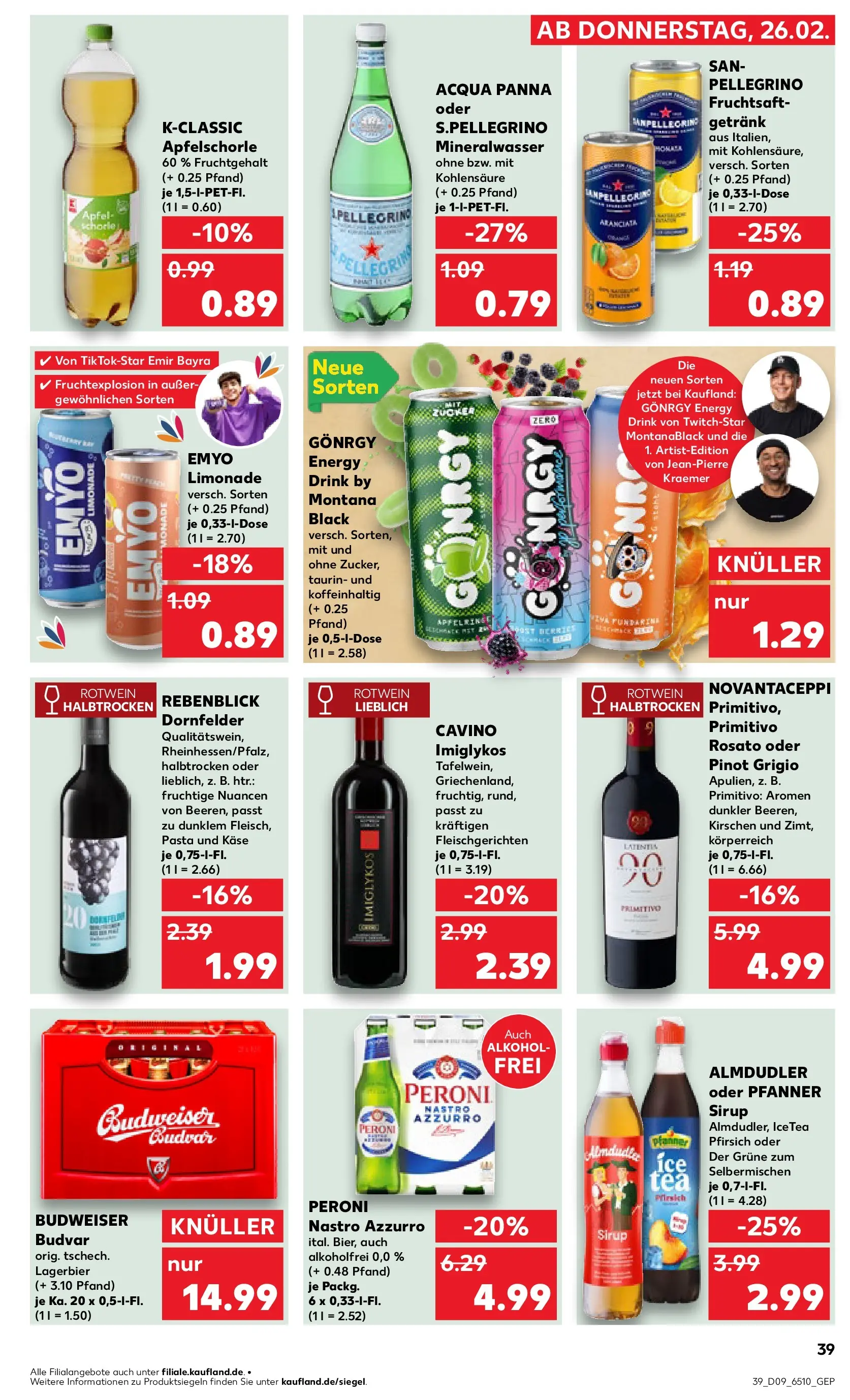 Prospekt Kaufland ab 26.02.2026 » Angebote Online zum Blättern | Seite: 39 | Produkte: Energy, Apple, Pasta, Fruchtsaft