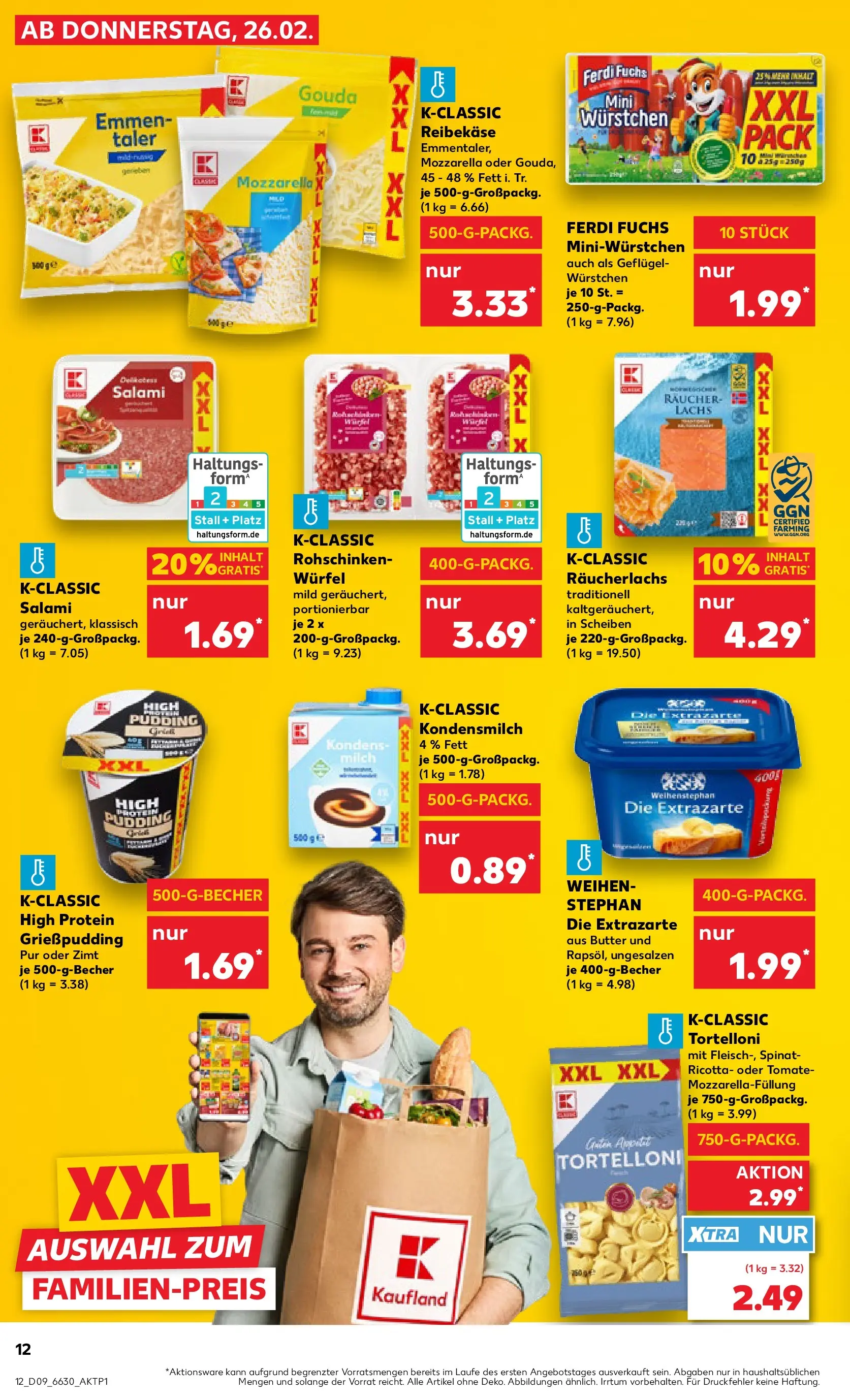 Prospekt Kaufland ab 26.02.2026 » Angebote Online zum Blättern | Seite: 12 | Produkte: Milch, Gouda, Räucherlachs, Salami