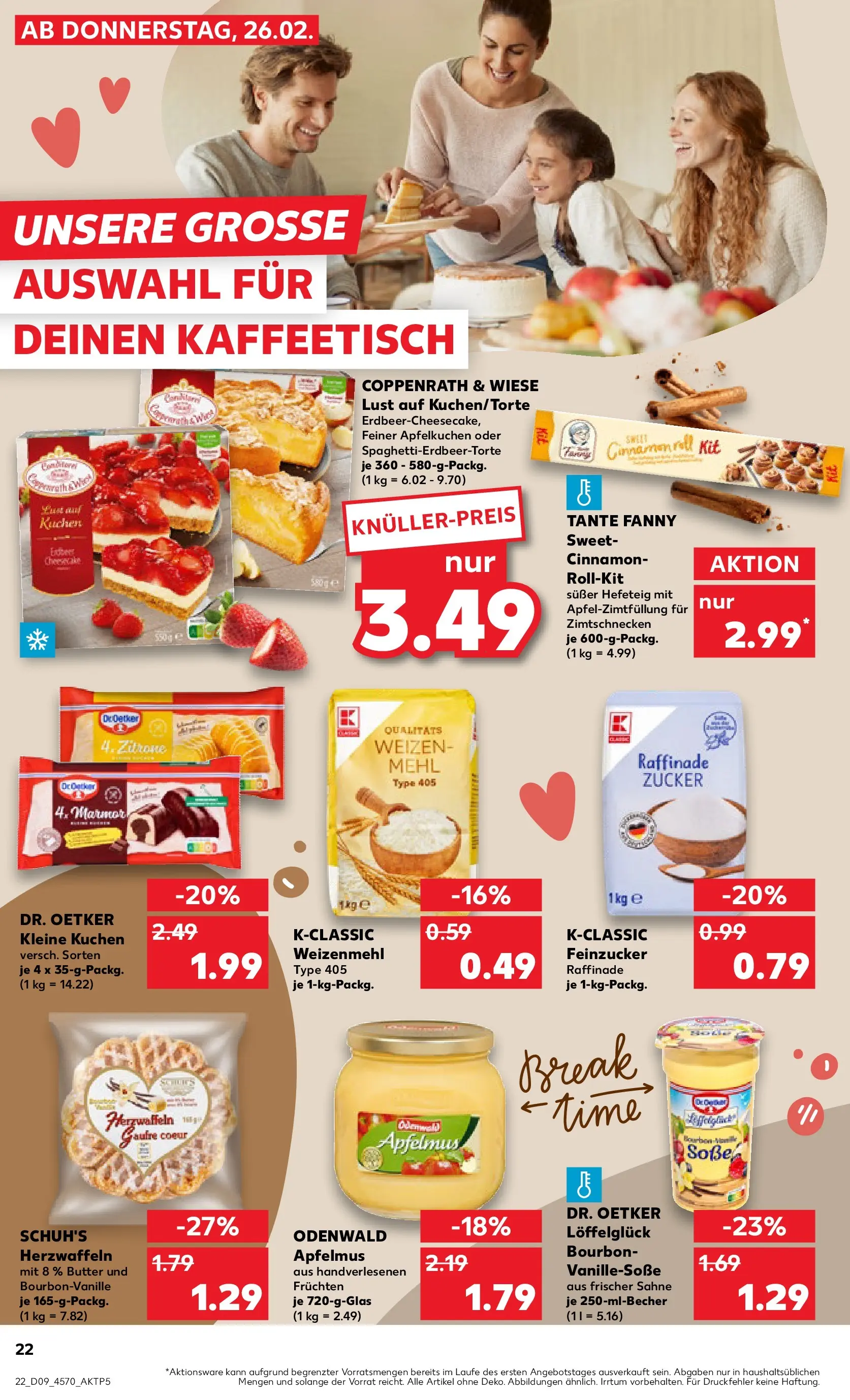 Prospekt Kaufland ab 26.02.2026 » Angebote Online zum Blättern | Seite: 22 | Produkte: Mehl, Weizenmehl, Zucker, Sahne