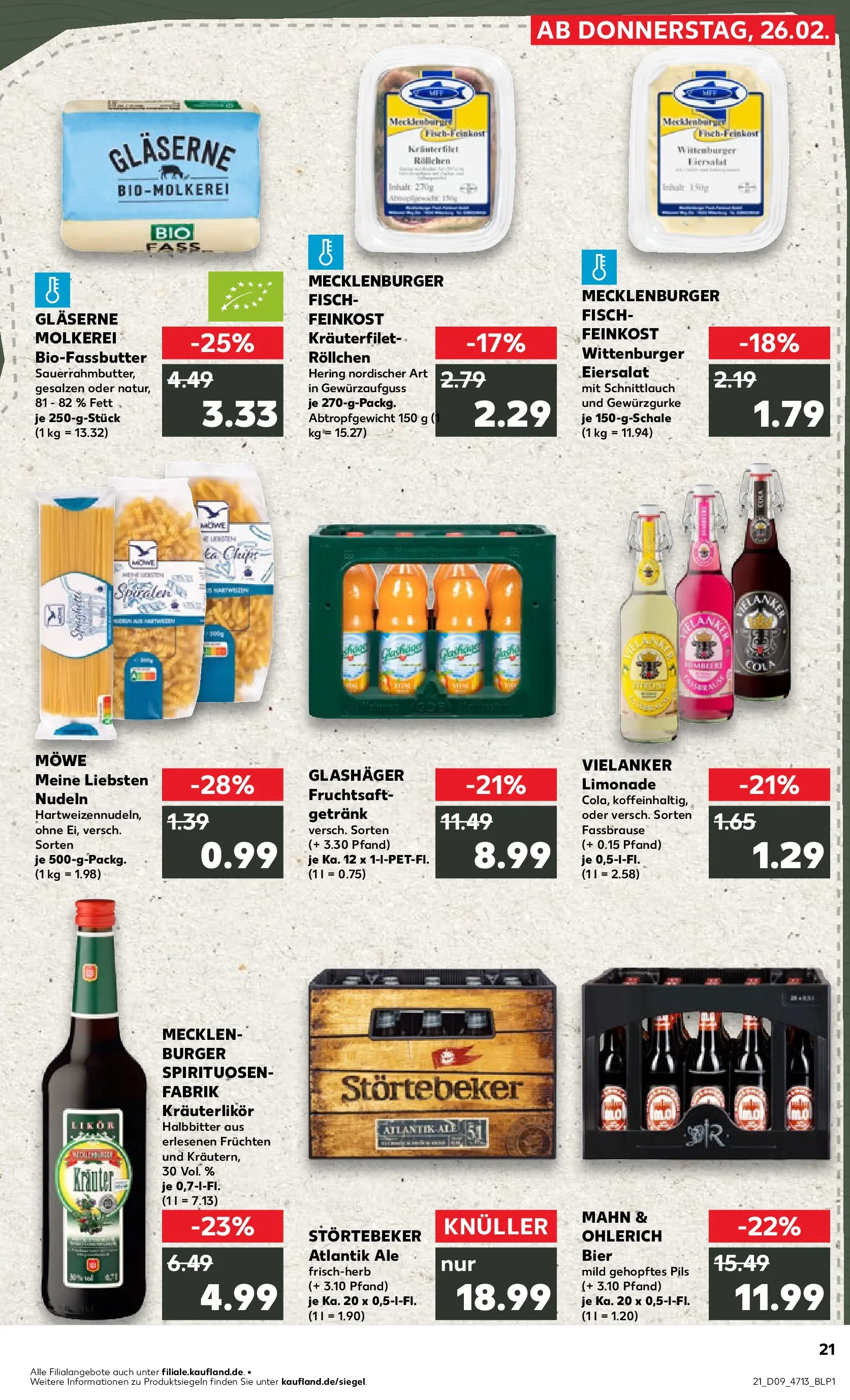 Prospekt Kaufland ab 26.02.2026 » Angebote Online zum Blättern | Seite: 21 | Produkte: Butter, Likör, Pasta, Nudeln