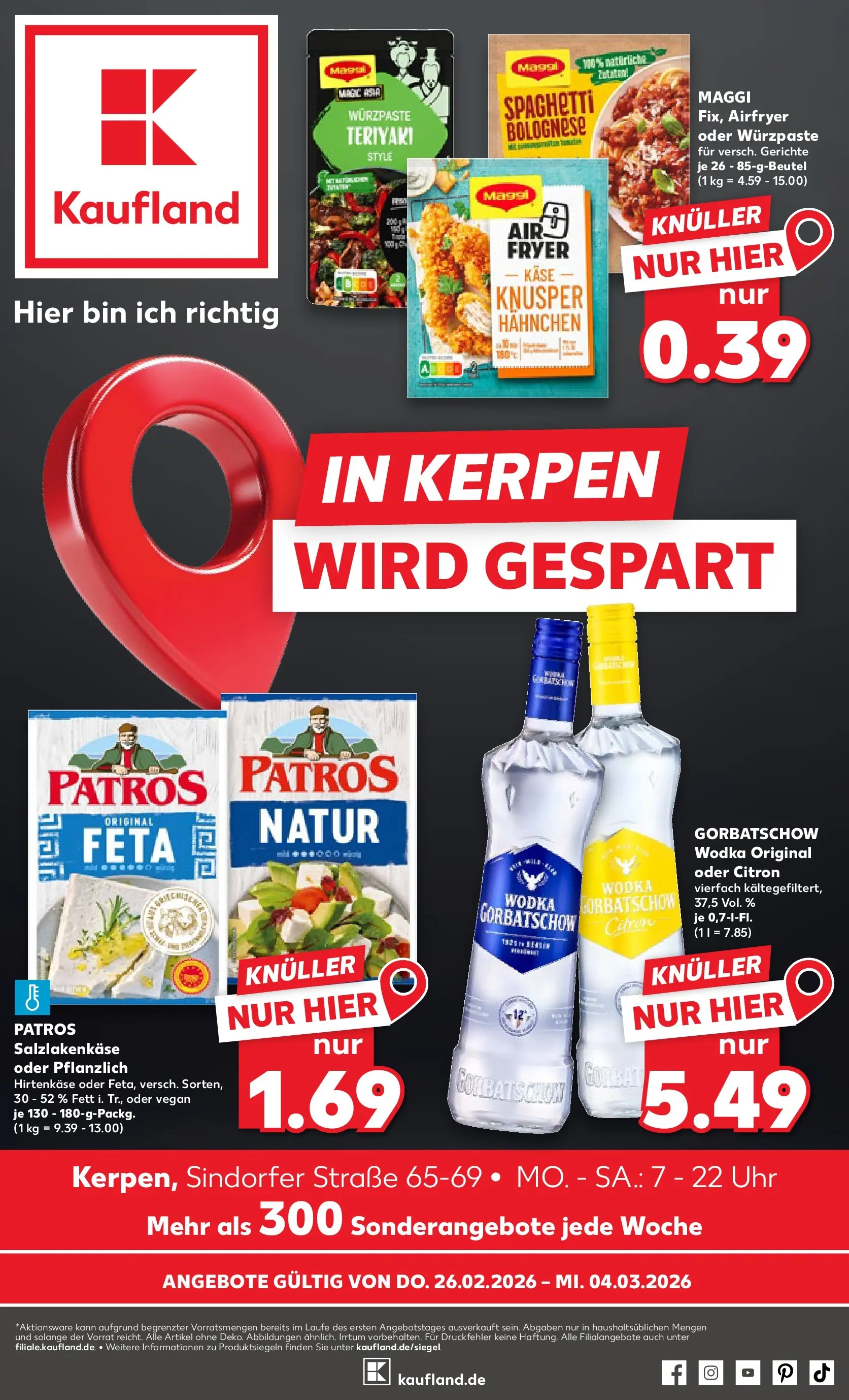 Prospekt Kaufland ab 26.02.2026 » Angebote Online zum Blättern | Seite: 1 | Produkte: Hahnchen, Maggi, Käse, Wodka