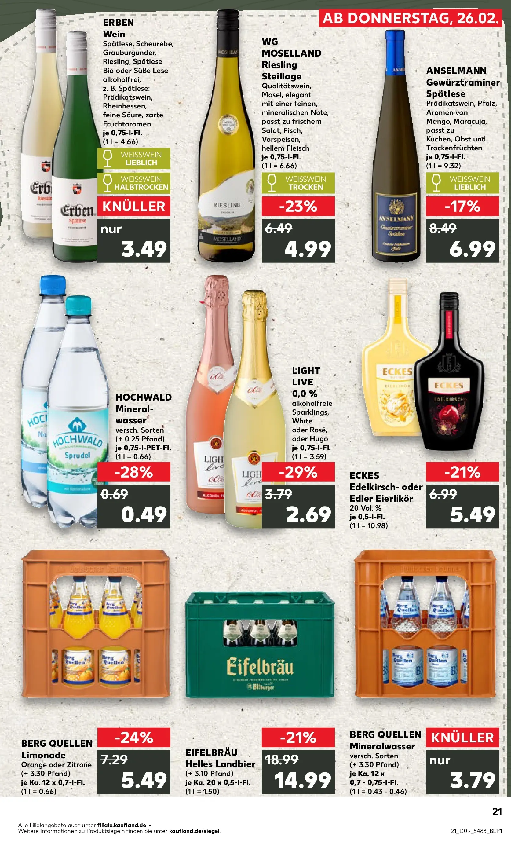 Prospekt Kaufland ab 26.02.2026 » Angebote Online zum Blättern | Seite: 21 | Produkte: Weißwein, Limonade, Obst, Zitrone