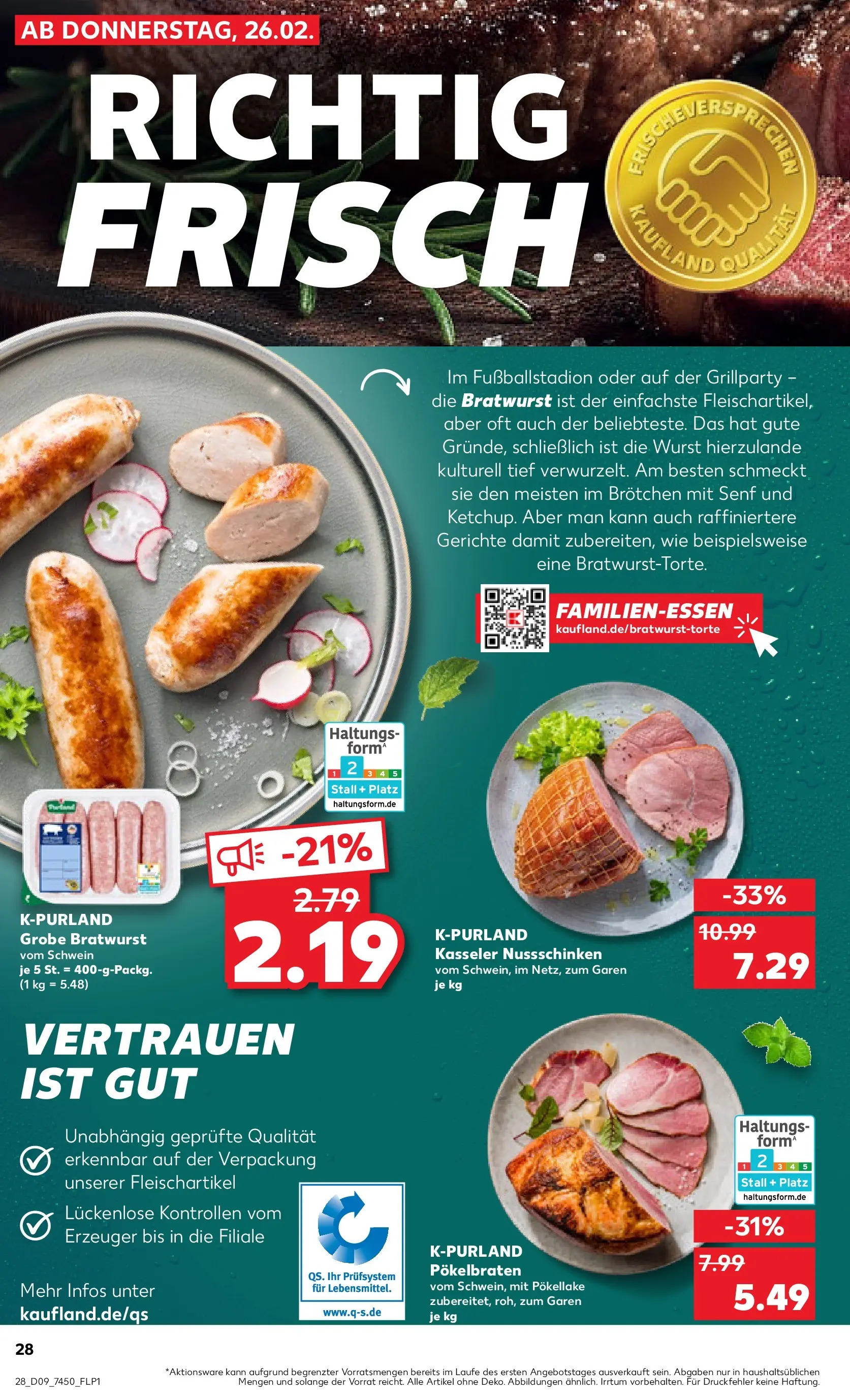Prospekt Kaufland ab 26.02.2026 » Angebote Online zum Blättern | Seite: 28 | Produkte: Bratwurst, Wurst