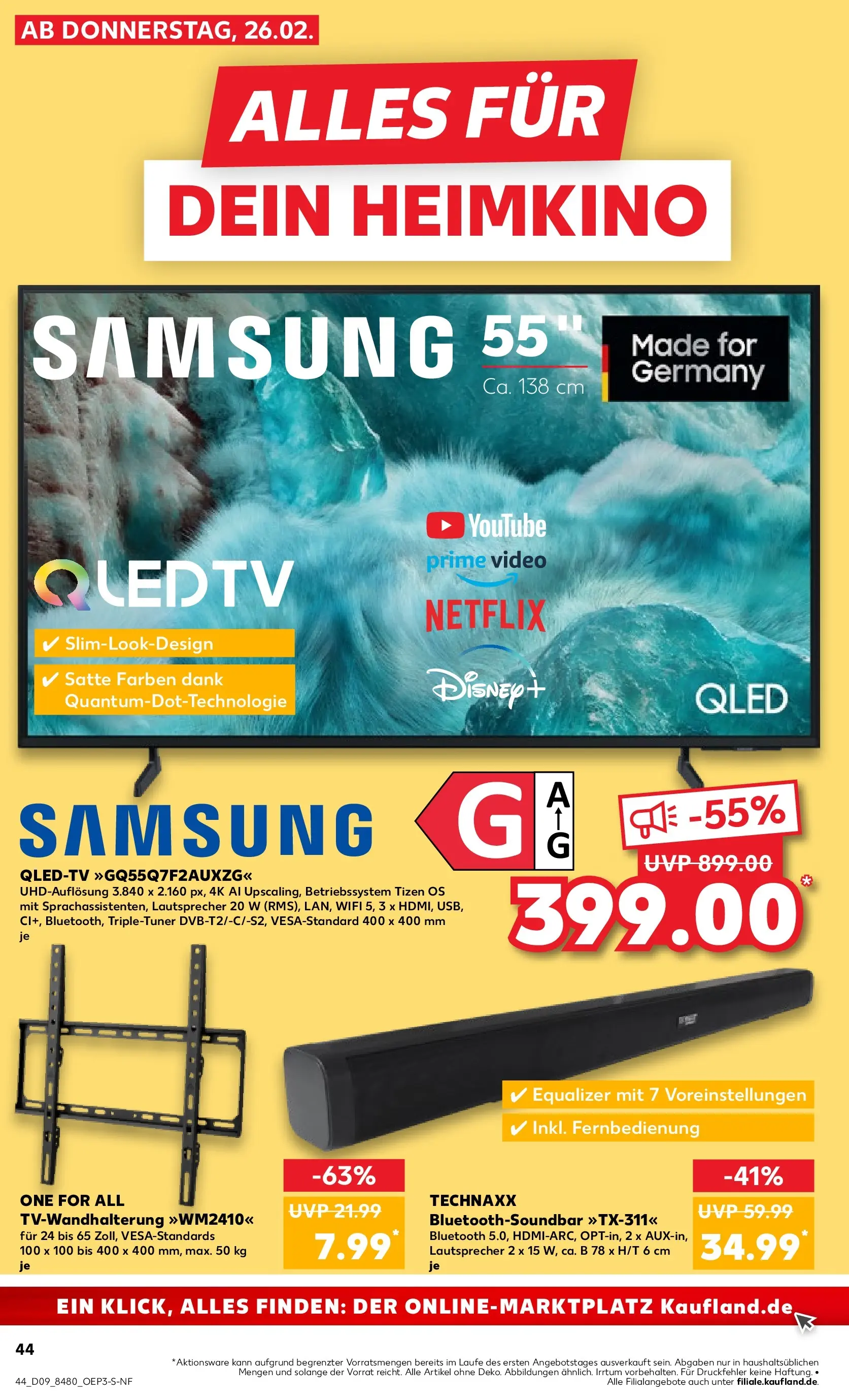 Prospekt Kaufland ab 26.02.2026 » Angebote und Werbung Online | Seite: 48 | Produkte: Lautsprecher, Samsung, Soundbar, TV Prospekt Kaufland ab 26.02.2026 » Angebote Online zum Blättern | Seite: 48 | Produkte: Lautsprecher, Samsung, Soundbar, TV