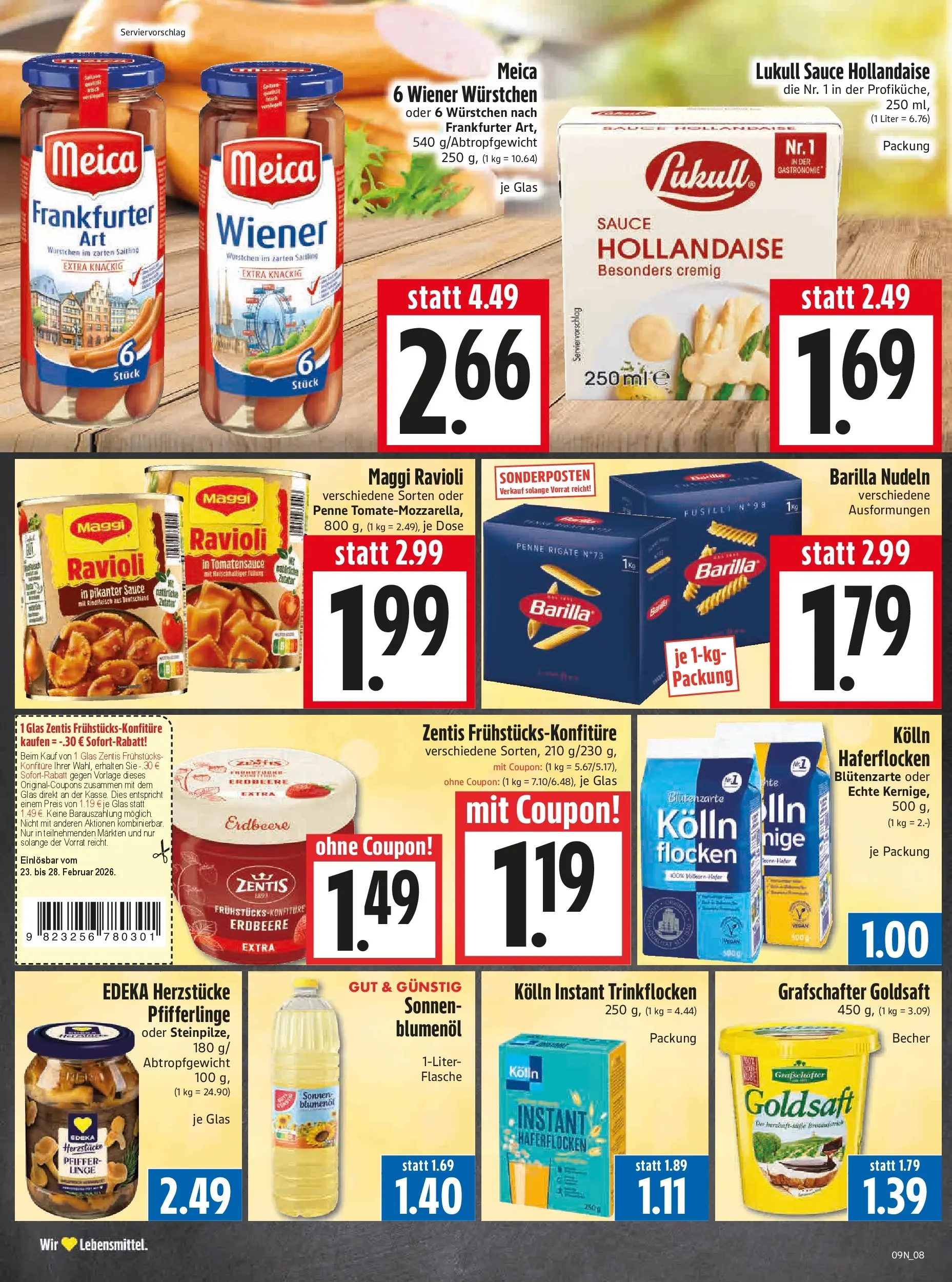 Angebote - Edeka Hahner: Wochenangebote (ab 22.02.2026) zum Blättern | Seite: 10 | Produkte: Kolln, Meica, Pfifferlinge, Nudeln