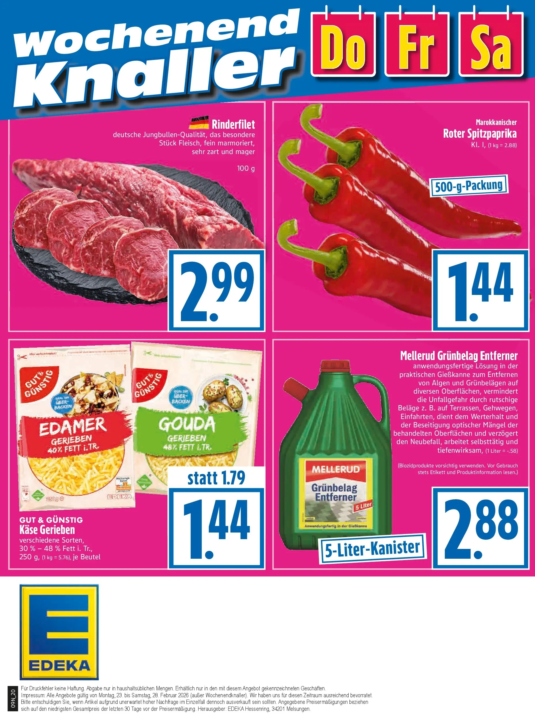 Angebote - Edeka Hahner: Wochenangebote (ab 22.02.2026) zum Blättern | Seite: 22 | Produkte: Käse, Rinderfilet, Gouda, Edamer