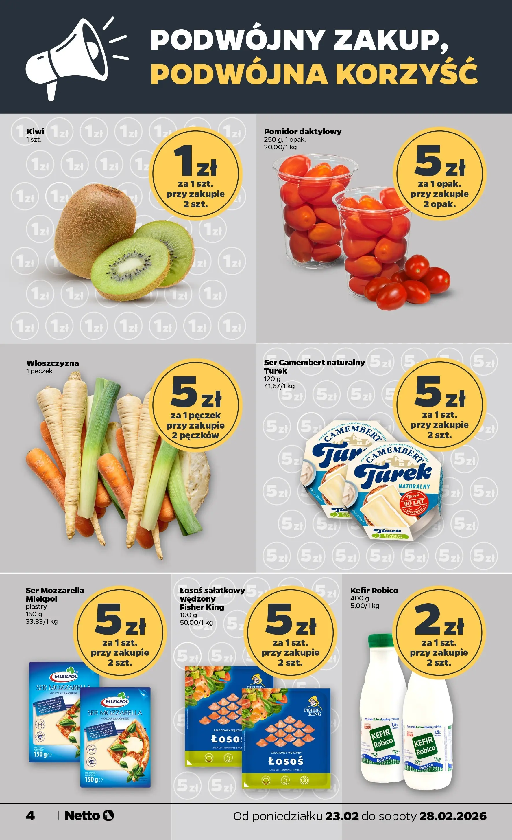 Netto - NETTO T09A ważne do 28.02.2026 od 22.02.2026 - Aktualne promocje | Strona: 4 | Produkty: Kefir, Camembert, Ser, Kiwi