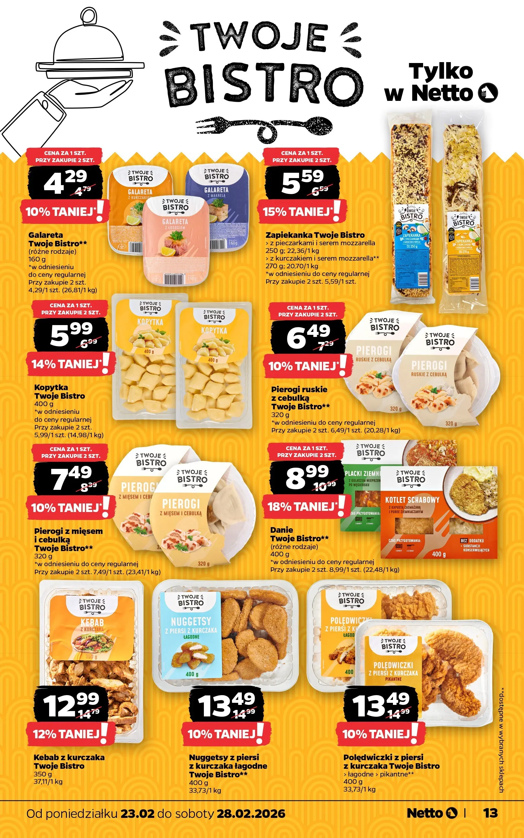 Netto - NETTO T09A ważne do 28.02.2026 od 22.02.2026 - Aktualne promocje | Strona: 13 | Produkty: Pierogi, Zapiekanka, Mozzarella, Kopytka