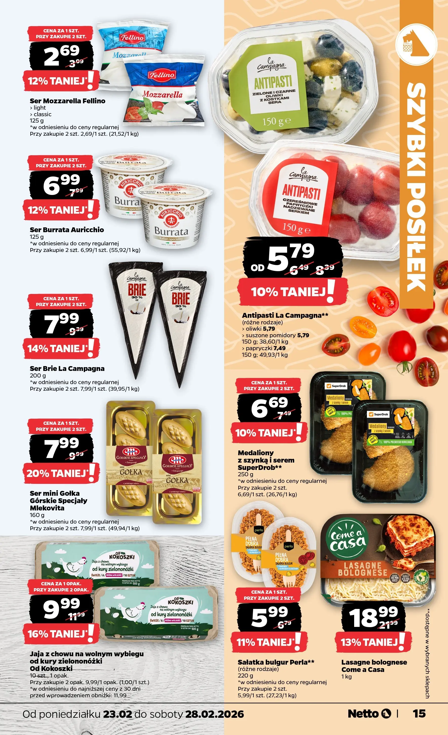 Netto - NETTO T09A ważne do 28.02.2026 od 22.02.2026 - Aktualne promocje | Strona: 15 | Produkty: Bulgur, Pomidory, Sałatka, Ser brie
