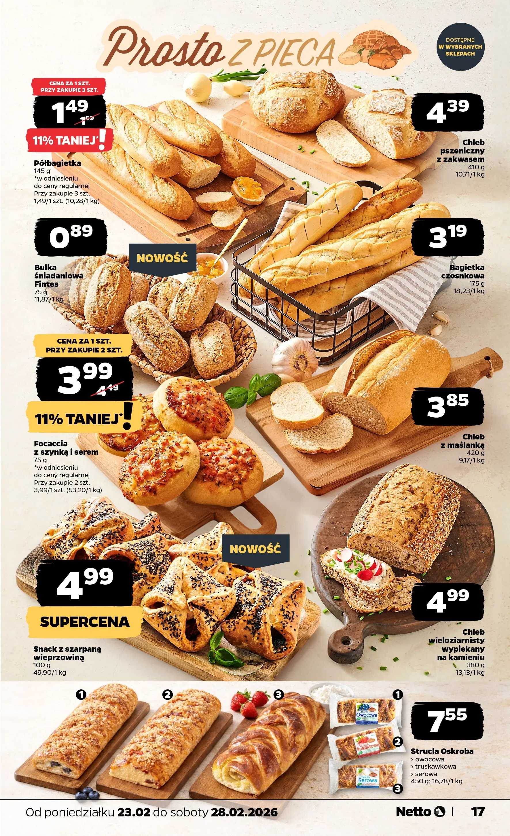 Netto - NETTO T09A ważne do 28.02.2026 od 22.02.2026 - Aktualne promocje | Strona: 17 | Produkty: Szynka, Bagietka, Wieprzowina, Chleb wieloziarnisty