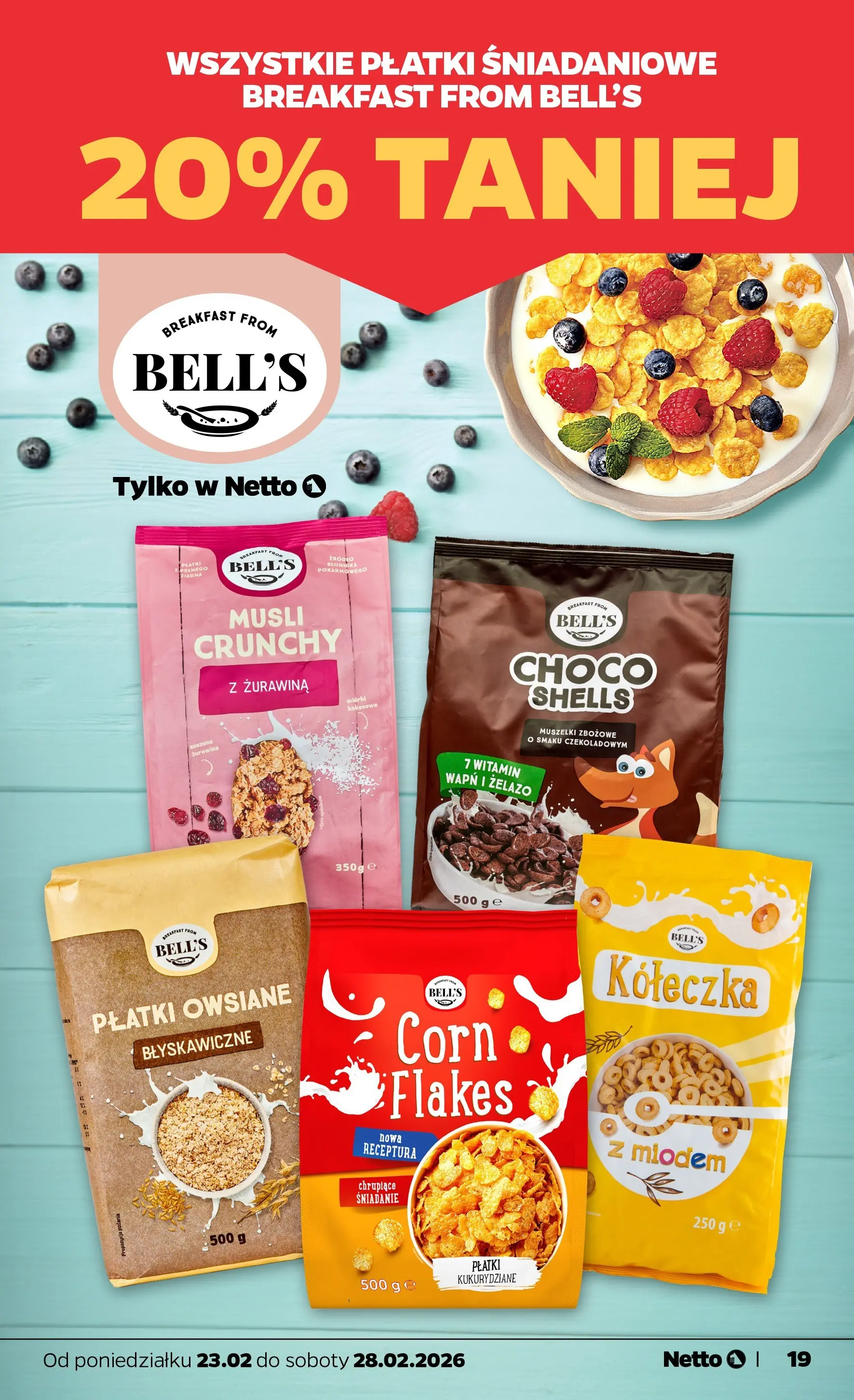 Netto - NETTO T09A ważne do 28.02.2026 od 22.02.2026 - Aktualne promocje | Strona: 19 | Produkty: Płatki owsiane, Żelazo, Żurawina, Musli