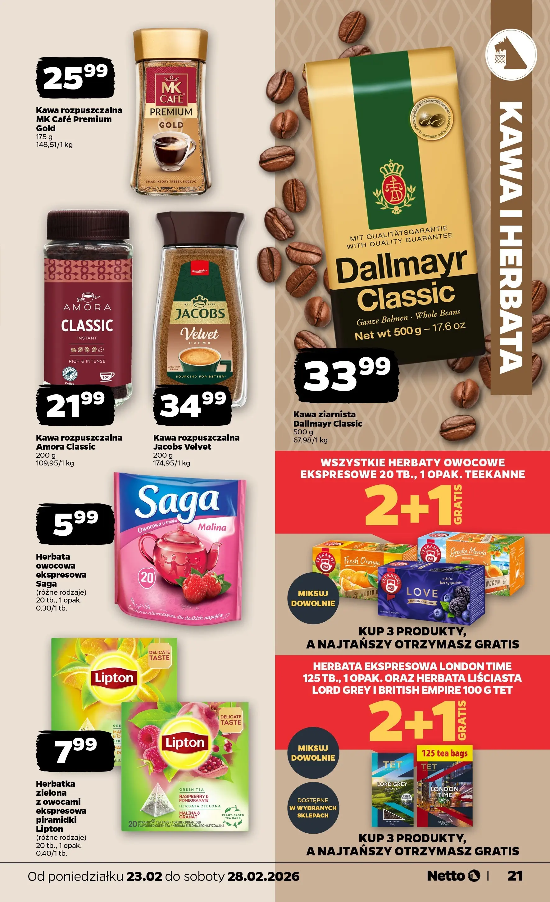 Netto - NETTO T09A ważne do 28.02.2026 od 22.02.2026 - Aktualne promocje | Strona: 21 | Produkty: Malina, Kawa ziarnista, Kawa, Herbata