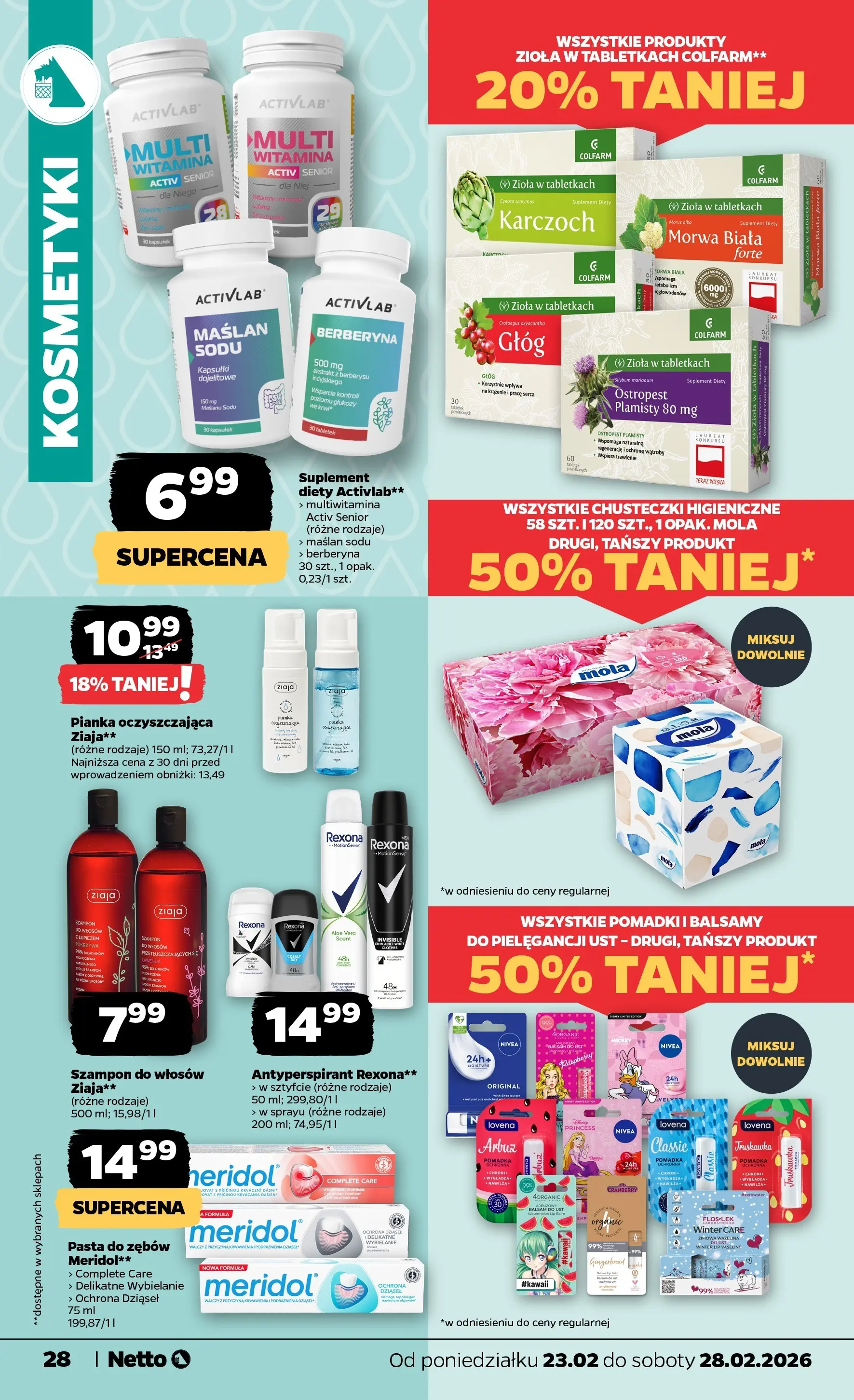 Netto - NETTO T09A ważne do 28.02.2026 od 22.02.2026 - Aktualne promocje | Strona: 28 | Produkty: Kosmetyki, Szampon, Antyperspirant, Pasta do zębów