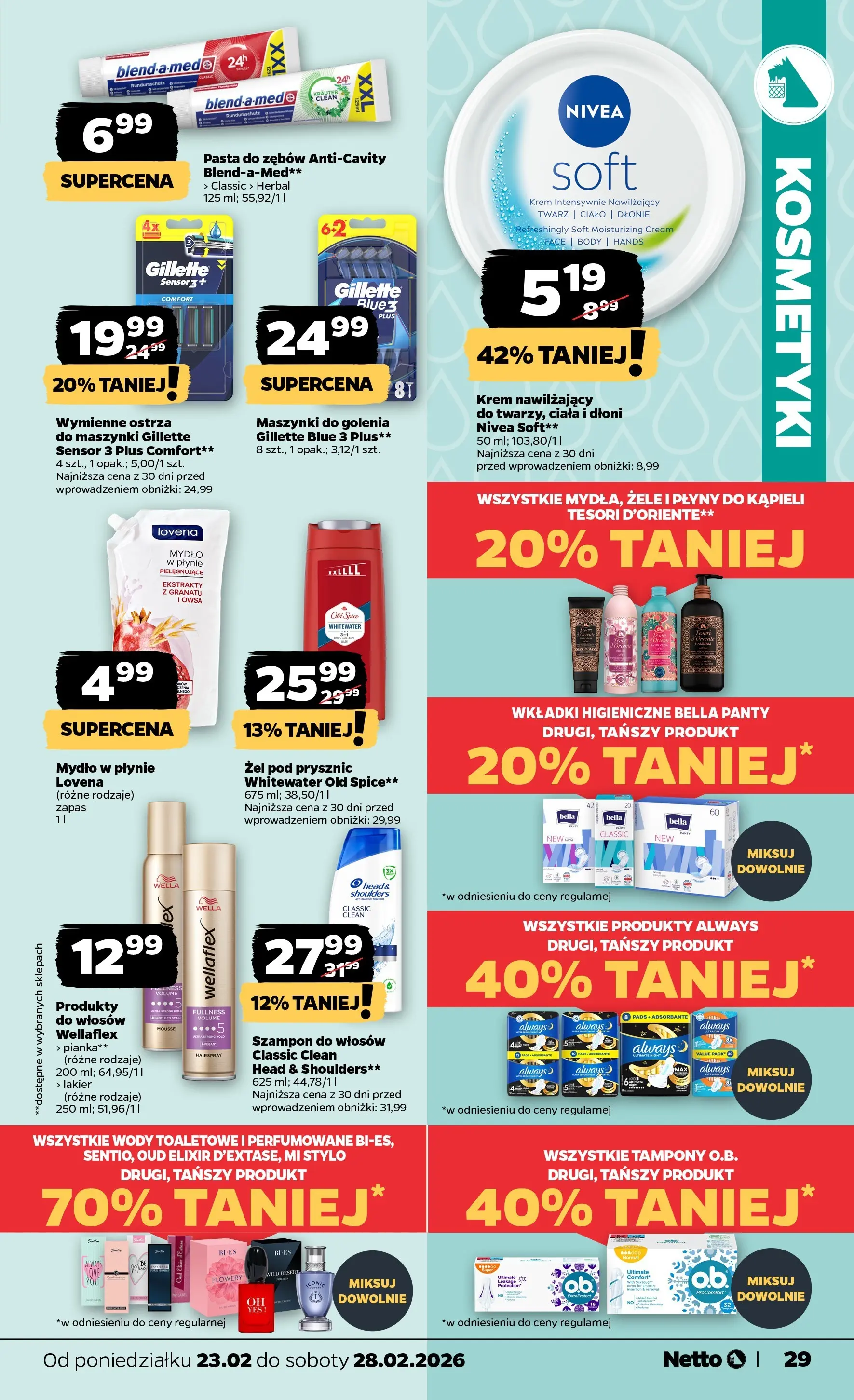 Netto - NETTO T09A ważne do 28.02.2026 od 22.02.2026 - Aktualne promocje | Strona: 29 | Produkty: Tampony, Prysznic, Maszynki do golenia, Mydło