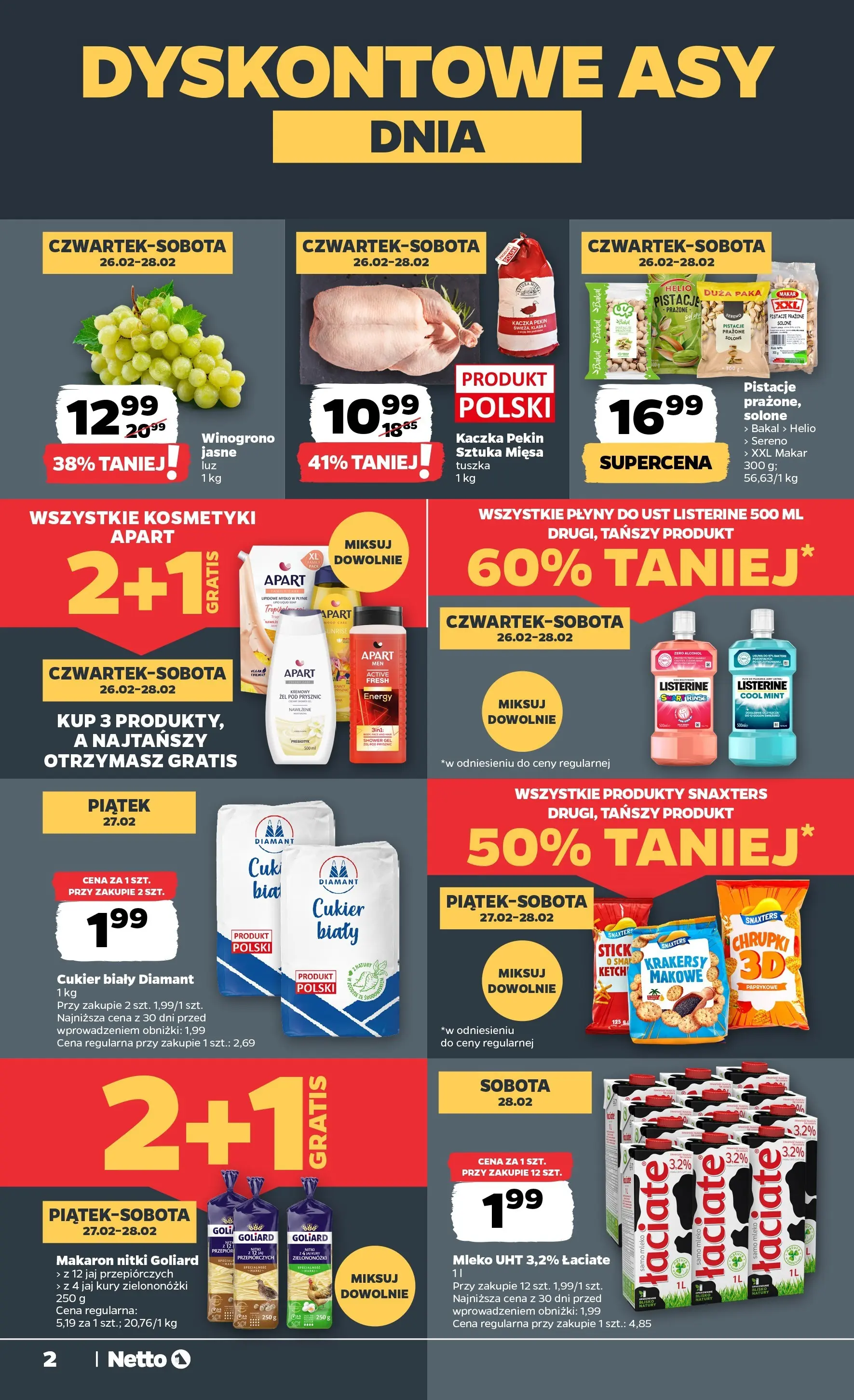 Netto gazetka - Spożywcza od 26.02.2026 - Aktualne promocje | Strona: 2 | Produkty: Winogrono, Mydło w płynie, Cukier biały, Makaron