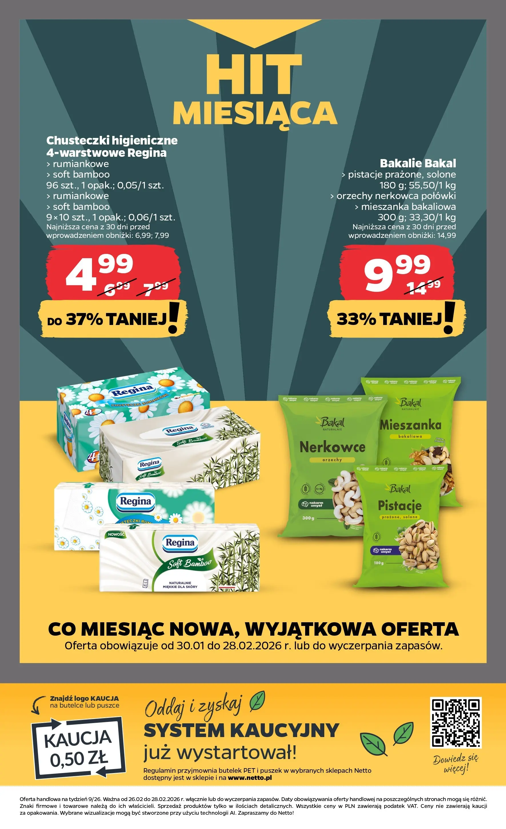 Netto gazetka - Spożywcza od 26.02.2026 - Aktualne promocje | Strona: 20 | Produkty: Chusteczki higieniczne, Orzechy