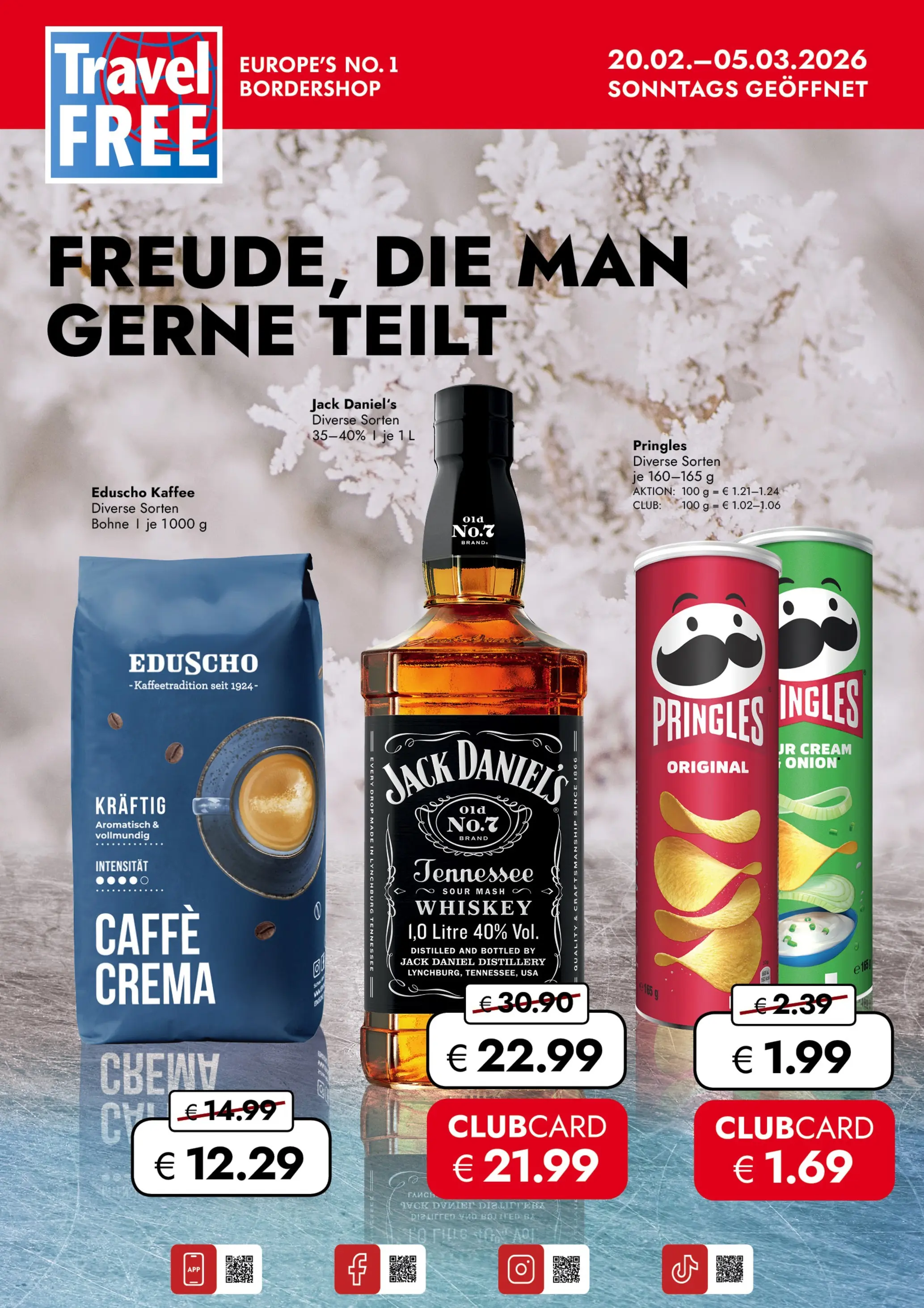Travel FREE Aktionsangebote von 20.02.2026 - Aktuelle Angebote | Seite: 1 | Produkte: Whiskey, Kaffee