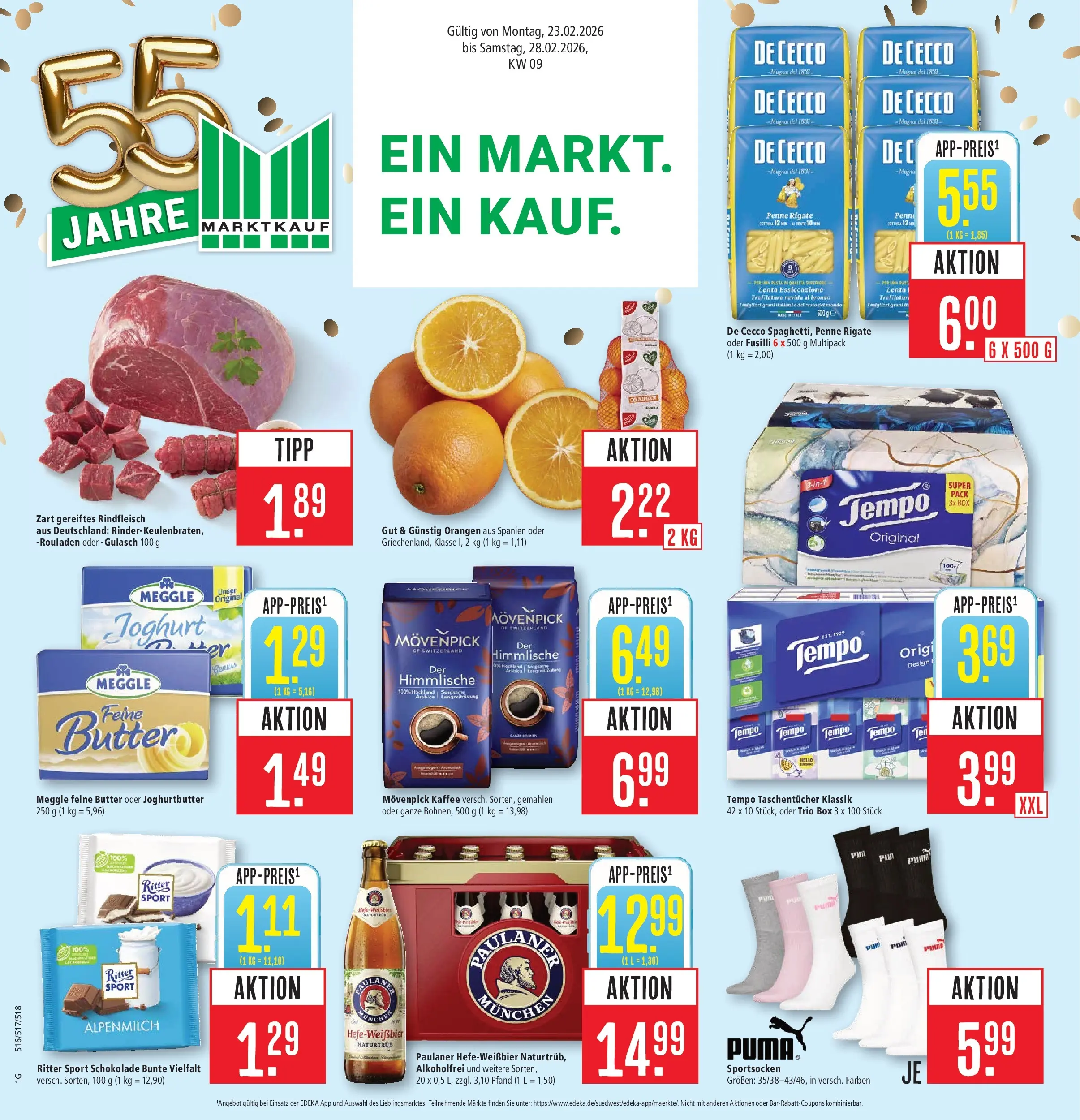 Marktkauf - Marktkauf: Wochenangebote (ab 22.02.2026) » Angebote online | Seite: 1 | Produkte: Kaffee, Ritter sport, Tempo, Movenpick kaffee