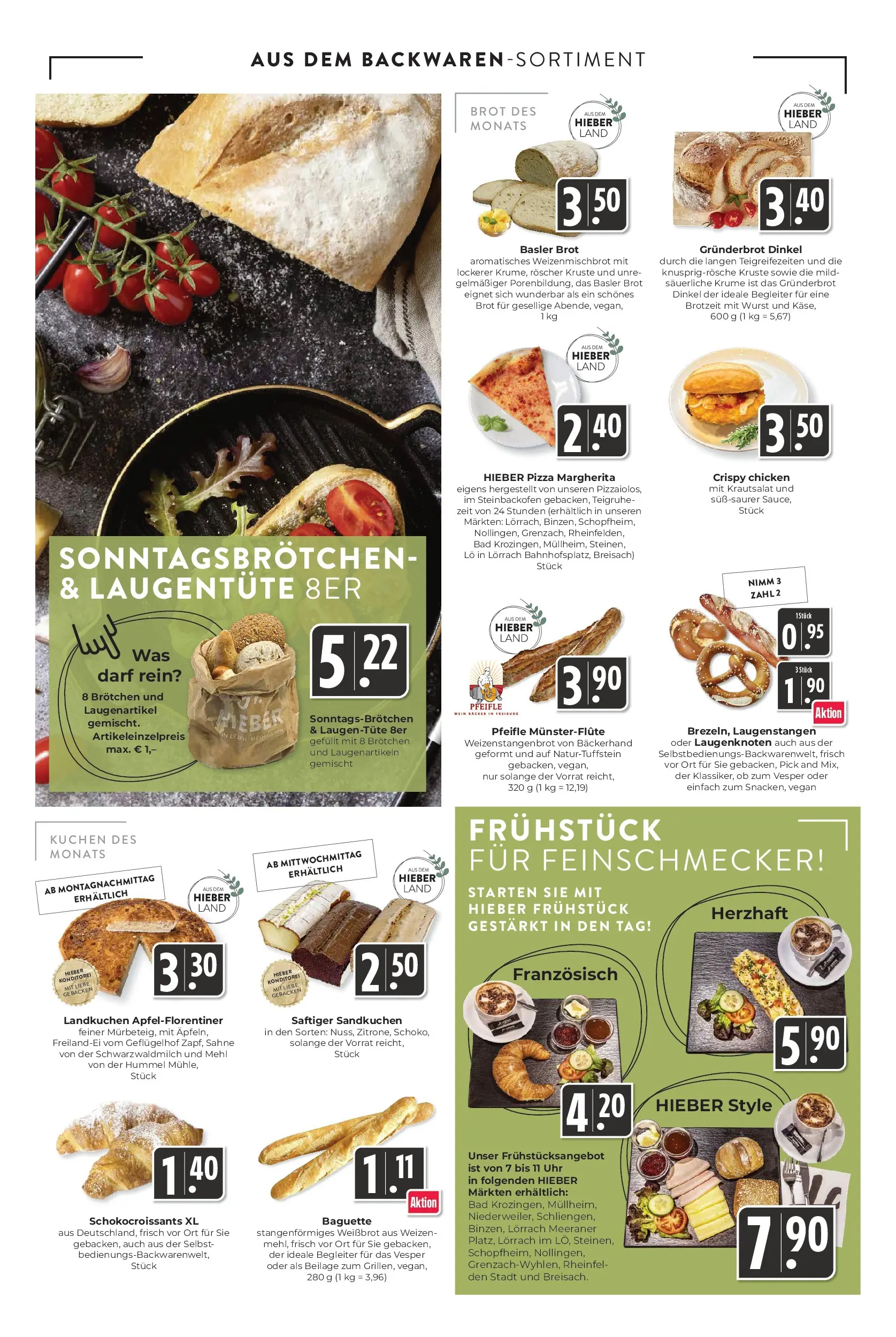 Angebote - Hieber's Frischecenter: Meine Woche (ab 22.02.2026) zum Blättern | Seite: 6 | Produkte: Mehl, Baguette, Kuchen, Uhr