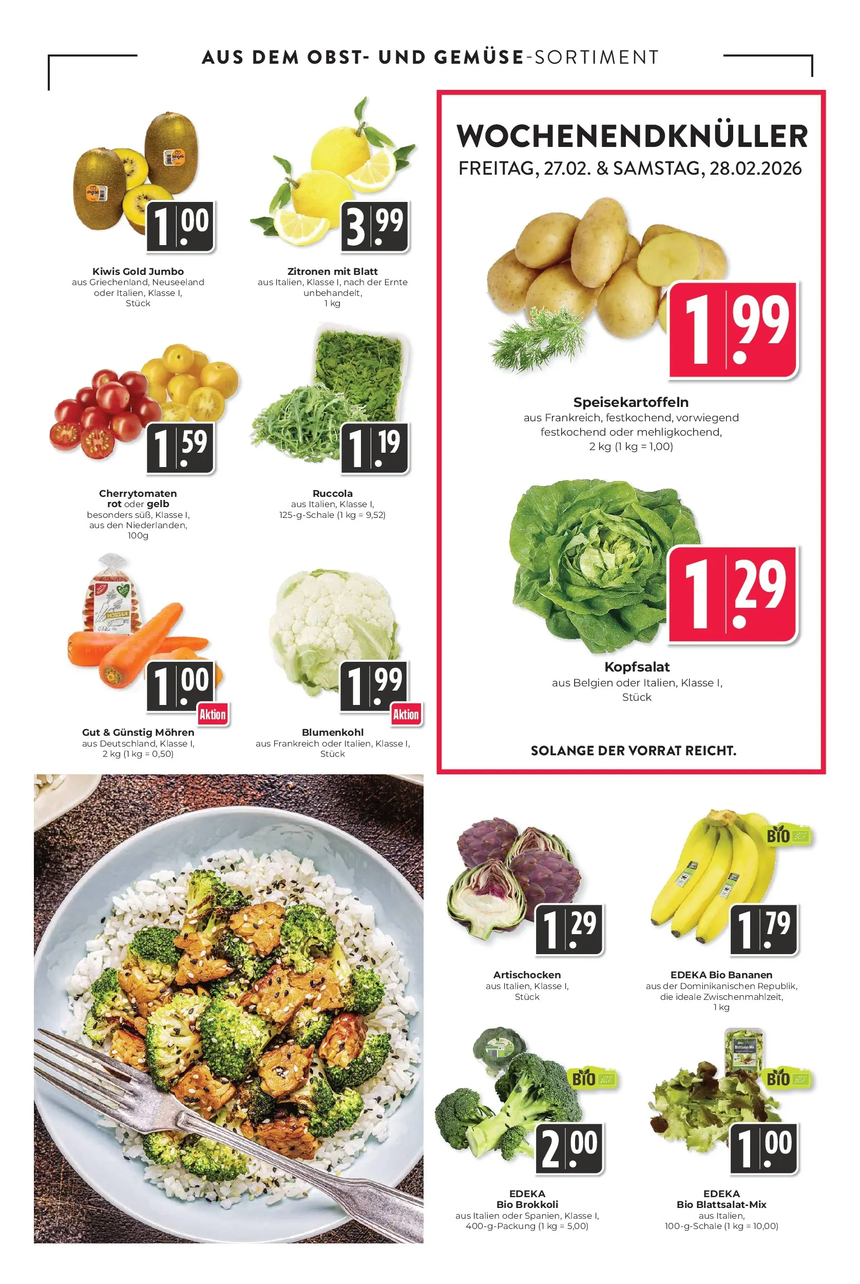 Angebote - Hieber's Frischecenter: Meine Woche (ab 22.02.2026) zum Blättern | Seite: 7 | Produkte: Bananen, Mohren, Obst, Blumenkohl