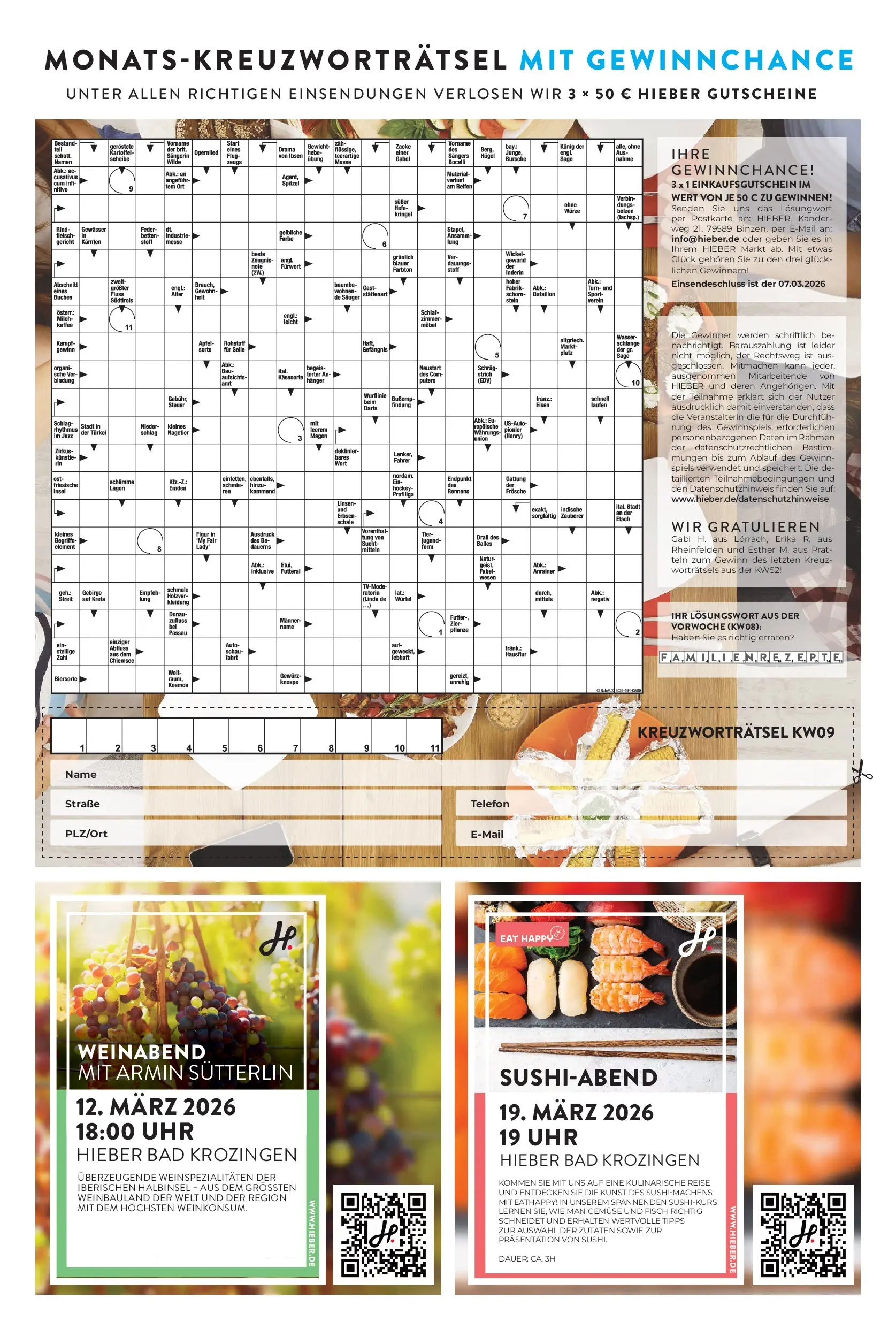 Angebote - Hieber's Frischecenter: Meine Woche (ab 22.02.2026) zum Blättern | Seite: 15 | Produkte: Milch, Äpfel, Erbsen, Telefon