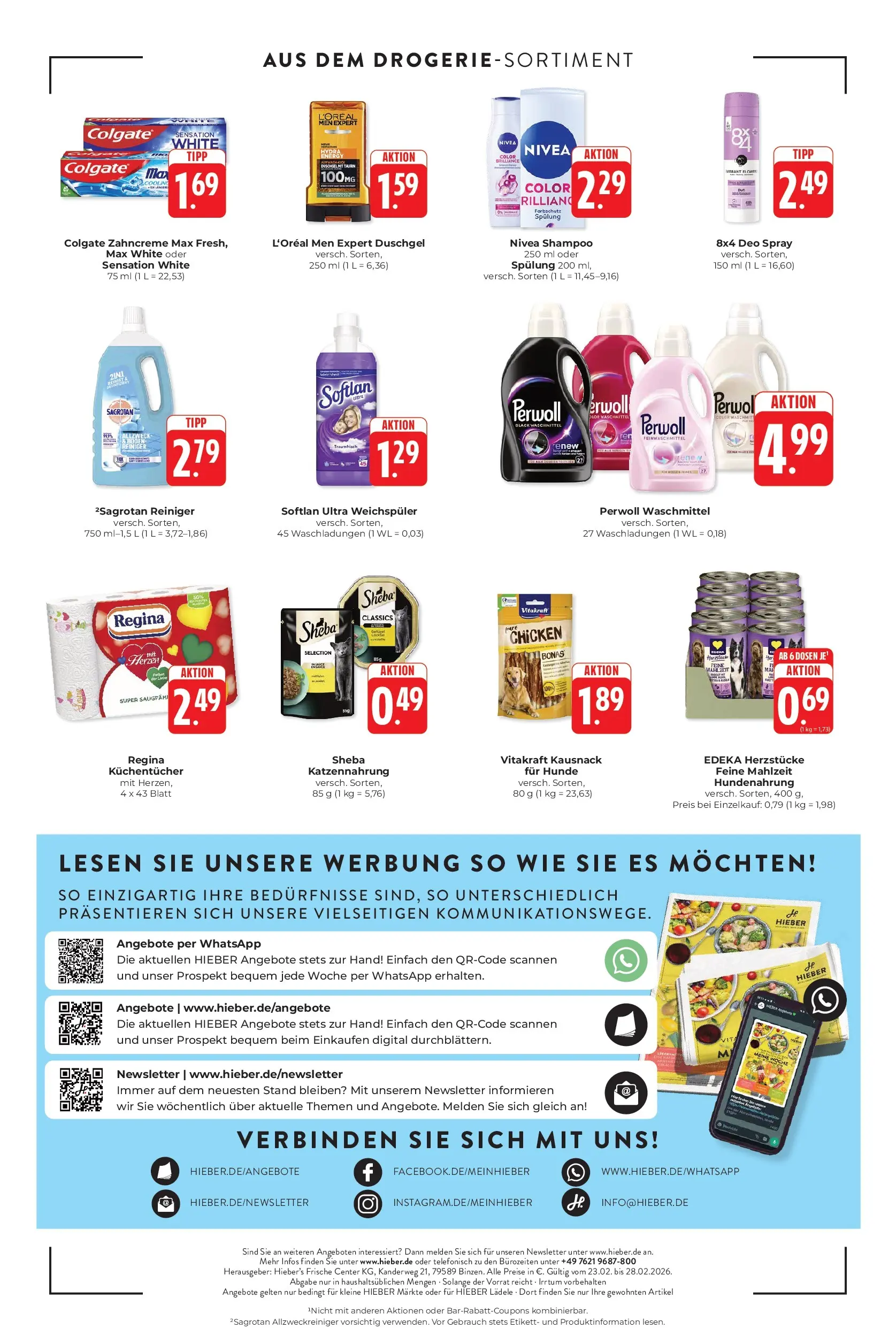 Angebote - Hieber's Frischecenter: Meine Woche (ab 22.02.2026) zum Blättern | Seite: 16 | Produkte: Perwoll, Shampoo, Spülung, Waschmittel