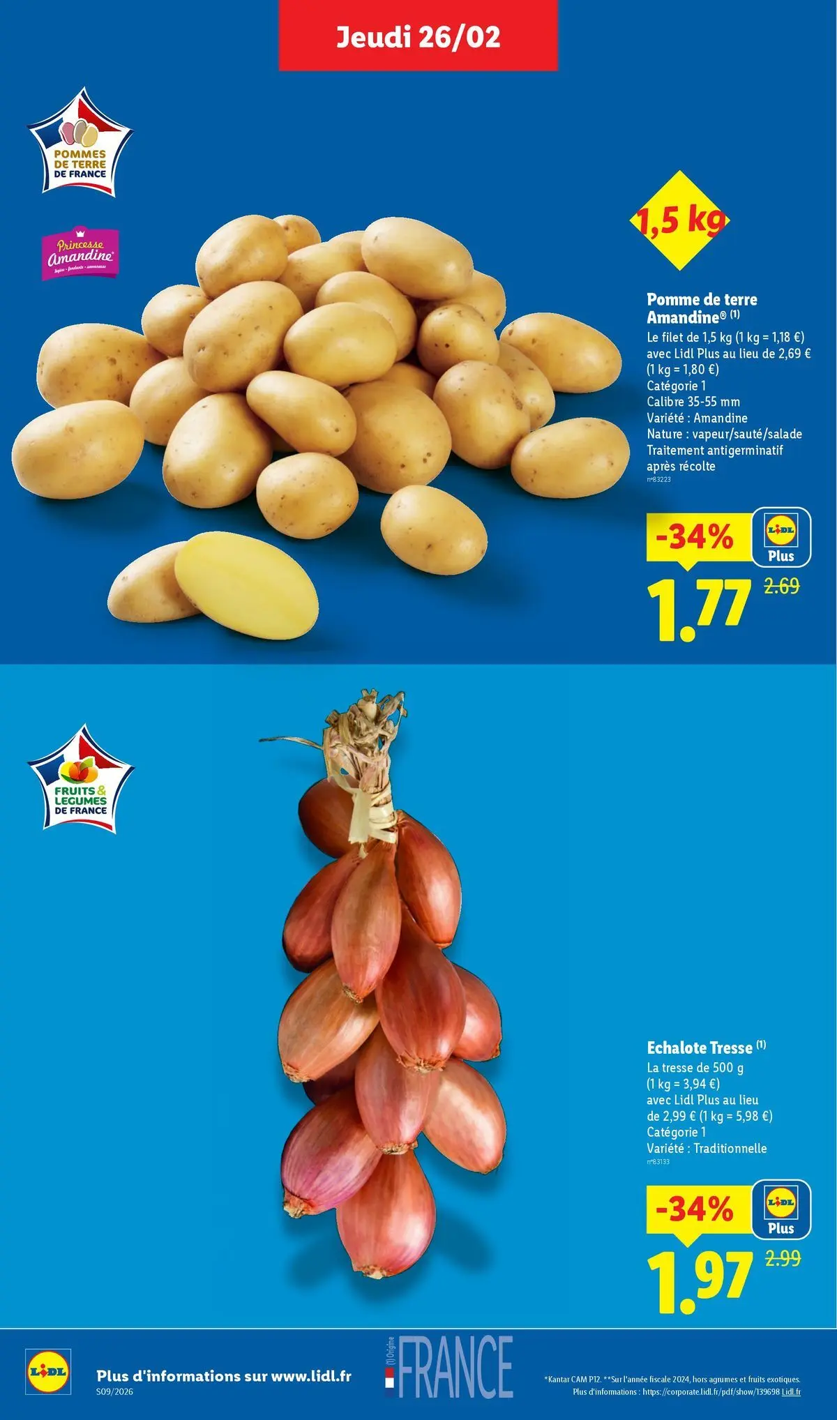 Catalogue LIDL du 25/02/2026 | Promo prospectus en ligne | Page: 4 | Produits: Pomme, Échalote, Pommes, Pommes de terre Catalogue LIDL du 25/02/2026 | Promo prospectus en ligne | Page: 4 | Produits: Pomme, Échalote, Pommes, Pommes de terre
