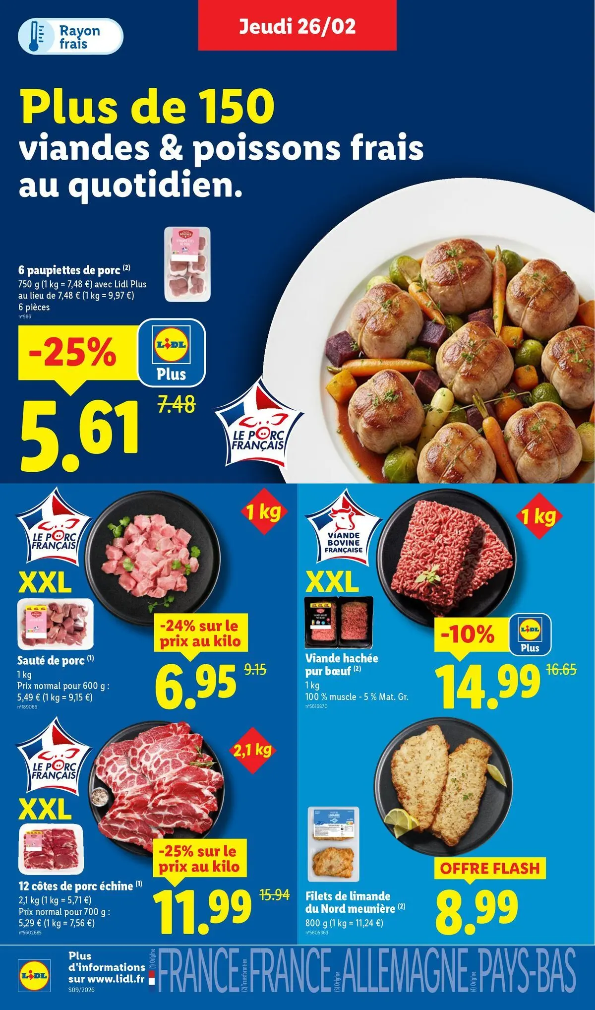Catalogue LIDL du 25/02/2026 | Promo prospectus en ligne | Page: 6 | Produits: Viande hachée, Sauté de porc, Porc, Viande bovine Catalogue LIDL du 25/02/2026 | Promo prospectus en ligne | Page: 6 | Produits: Viande hachée, Sauté de porc, Porc, Viande bovine