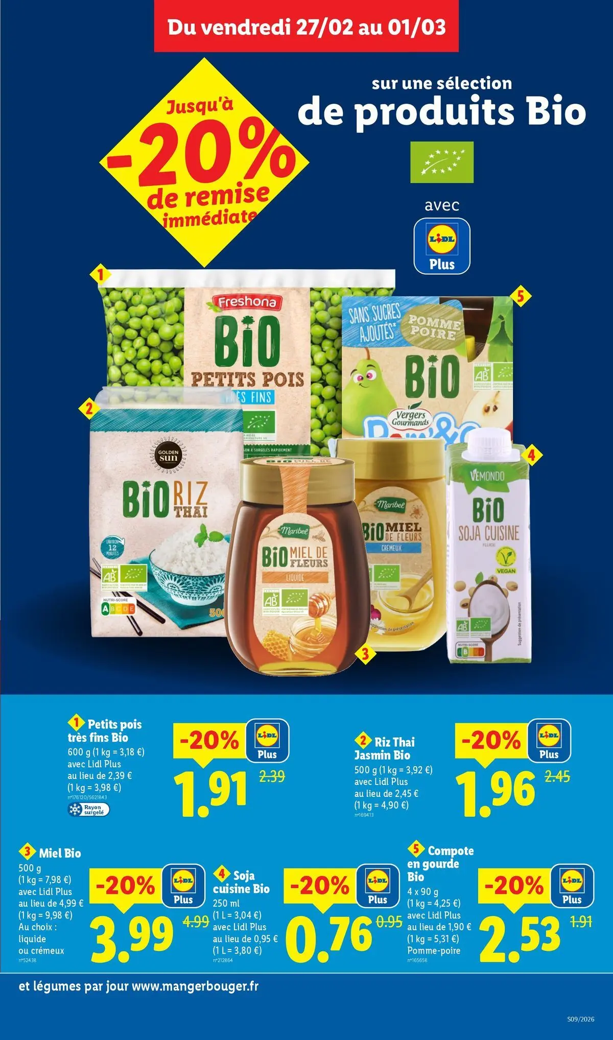 Catalogue LIDL du 25/02/2026 | Promo prospectus en ligne | Page: 9 | Produits: Pomme, Miel, Pois, Riz Catalogue LIDL du 25/02/2026 | Promo prospectus en ligne | Page: 9 | Produits: Pomme, Miel, Pois, Riz