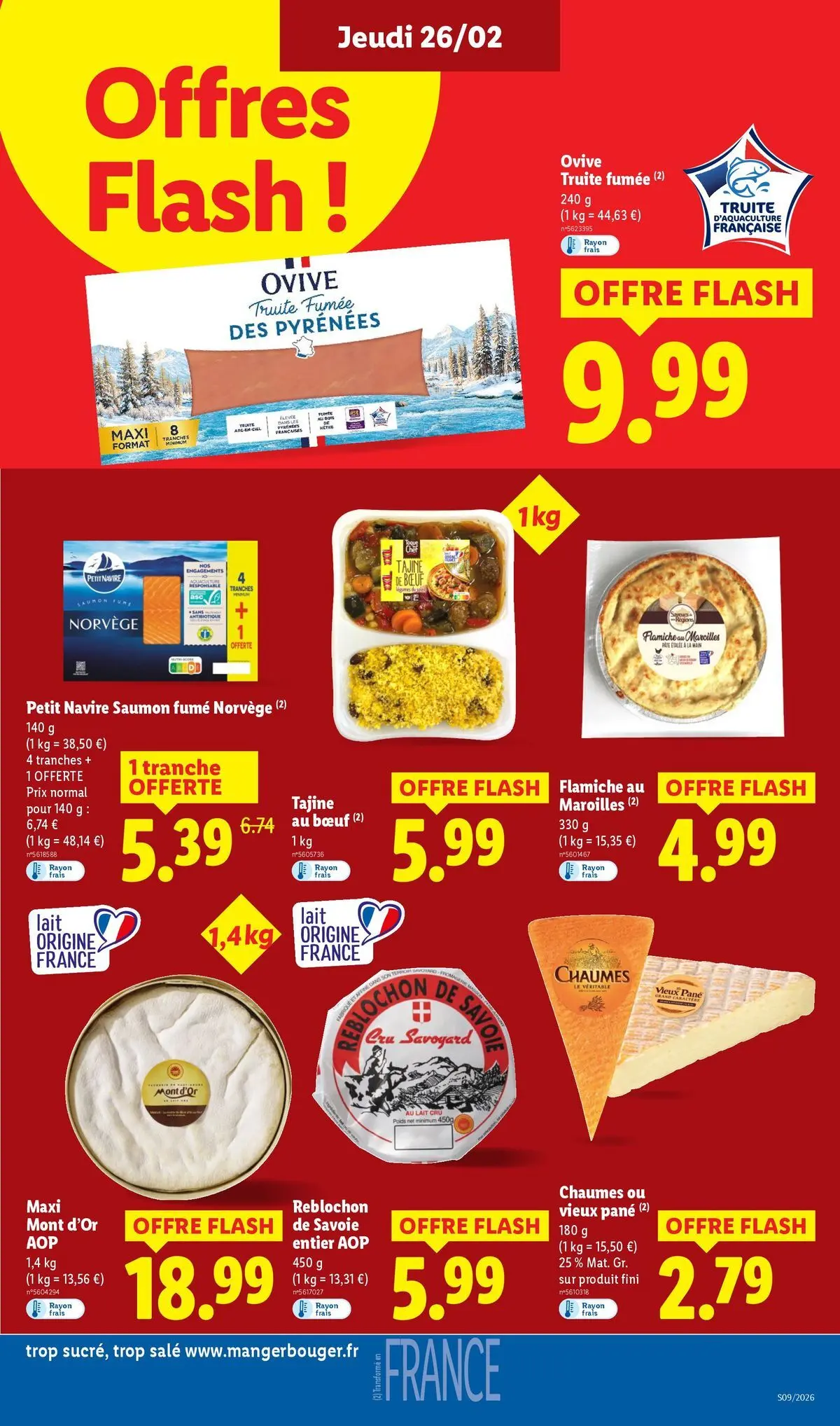 Catalogue LIDL du 25/02/2026 | Promo prospectus en ligne | Page: 15 | Produits: Reblochon, Saumon fumé, Lait, Saumon Catalogue LIDL du 25/02/2026 | Promo prospectus en ligne | Page: 15 | Produits: Reblochon, Saumon fumé, Lait, Saumon