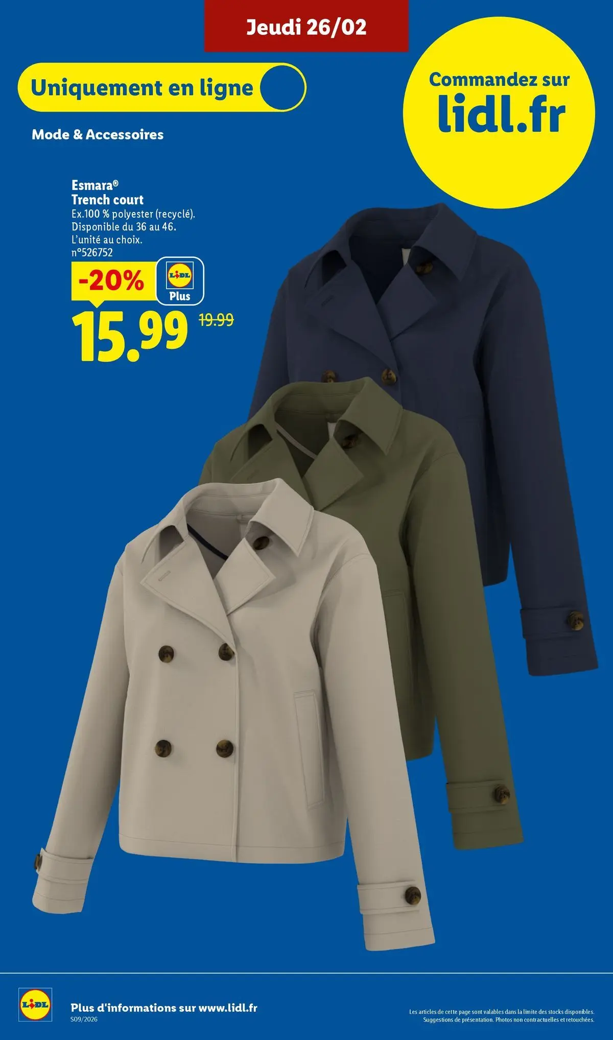 Catalogue LIDL du 25/02/2026 | Promo prospectus en ligne | Page: 54 | Produits: Trench Catalogue LIDL du 25/02/2026 | Promo prospectus en ligne | Page: 54 | Produits: Trench