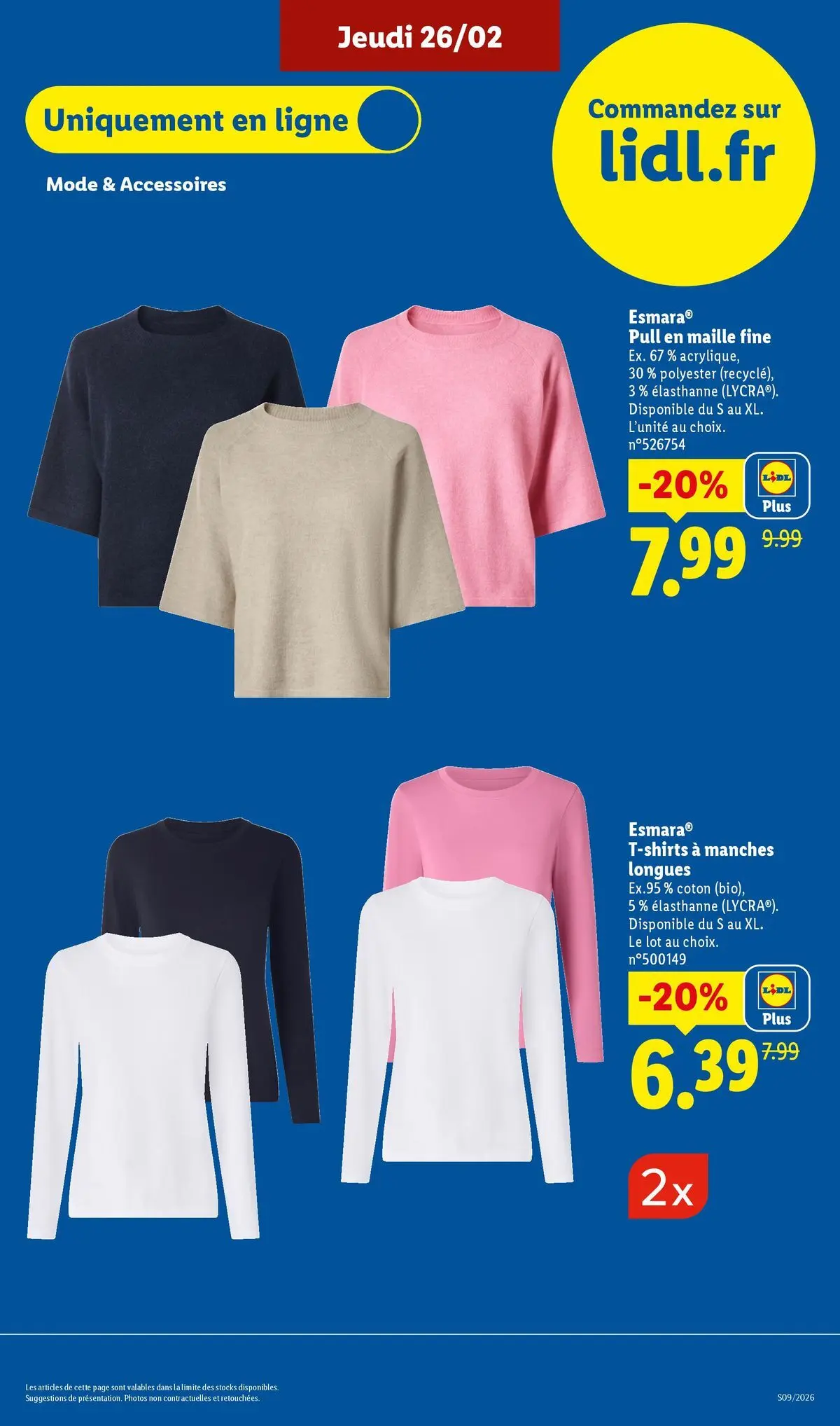 Catalogue LIDL du 25/02/2026 | Promo prospectus en ligne | Page: 55 | Produits: Coton, T-shirt, Pull Catalogue LIDL du 25/02/2026 | Promo prospectus en ligne | Page: 55 | Produits: Coton, T-shirt, Pull