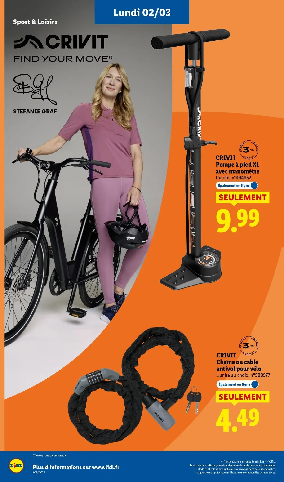 Catalogue LIDL du 25/02/2026 | Promo prospectus en ligne | Page: 56 | Produits: Vélo, Câble, Manomètre Catalogue LIDL du 25/02/2026 | Promo prospectus en ligne | Page: 56 | Produits: Vélo, Câble, Manomètre