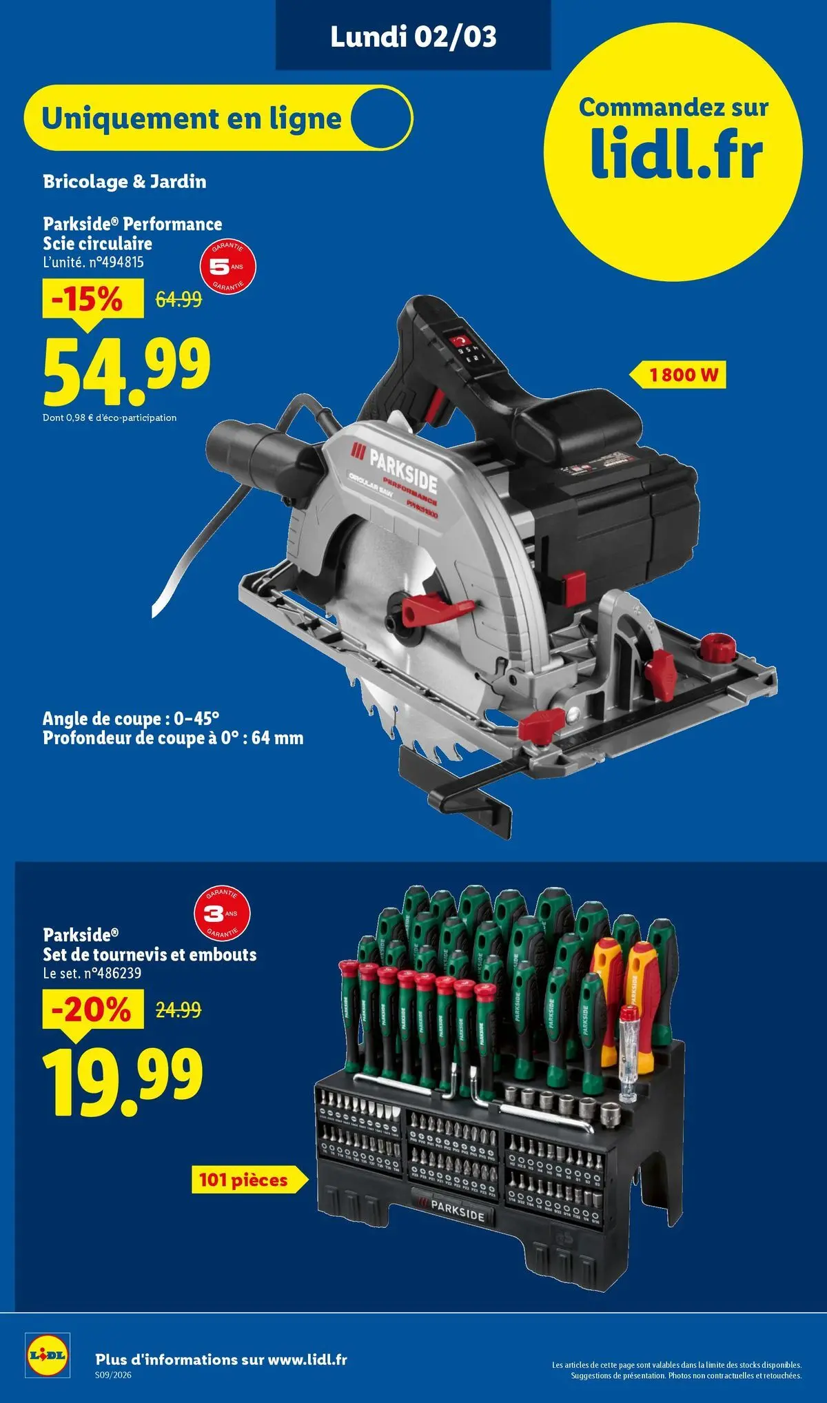 Catalogue LIDL du 25/02/2026 | Promo prospectus en ligne | Page: 78 | Produits: Tournevis, Scie circulaire Catalogue LIDL du 25/02/2026 | Promo prospectus en ligne | Page: 78 | Produits: Tournevis, Scie circulaire