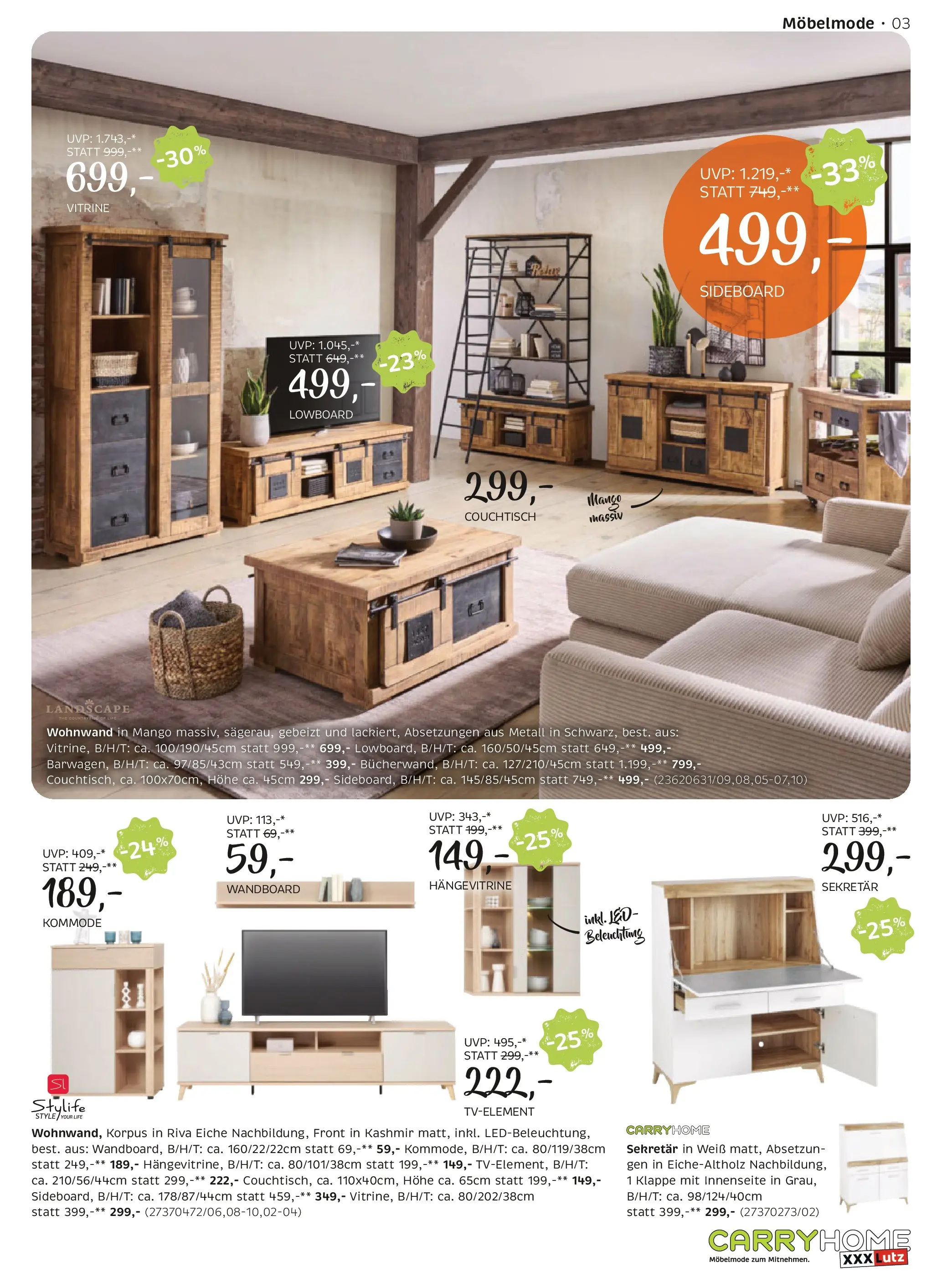 XXXLutz Cary Home von 16.03.2026 - Aktuelle Angebote | Seite: 3 | Produkte: Mango, Kommode, Couchtisch