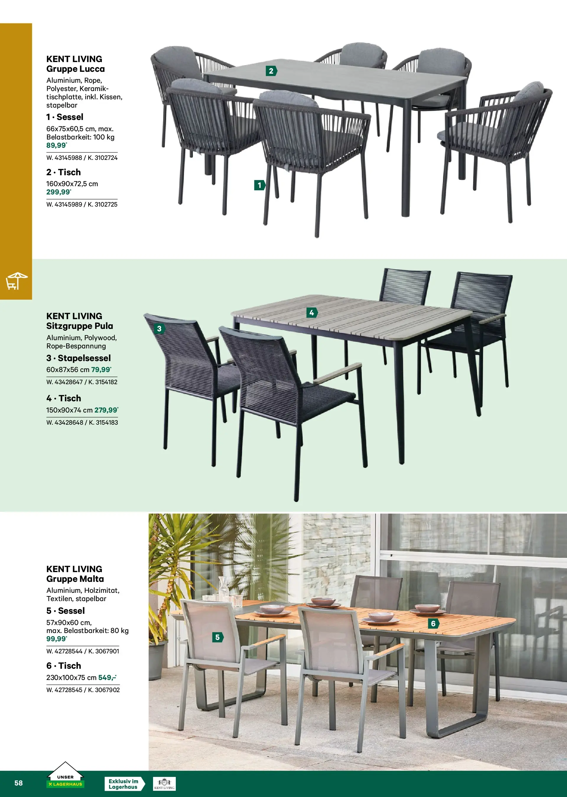 Lagerhaus Garten & Freizeit Katalog 2026 - Regau, Weyer von 01.03.2026 - Aktuelle Angebote | Seite: 58 | Produkte: Sessel