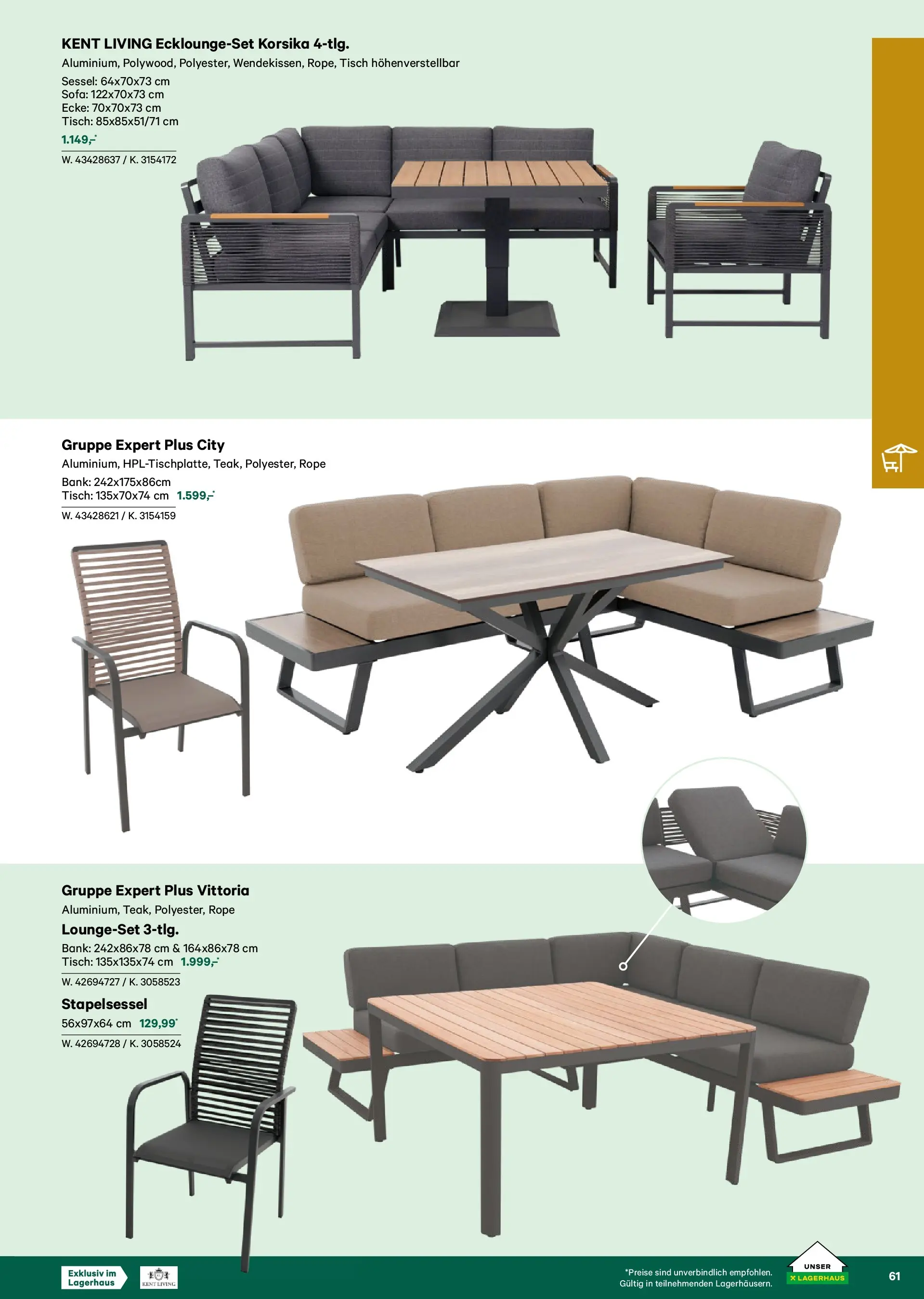 Lagerhaus Garten & Freizeit Katalog 2026 - Regau, Weyer von 01.03.2026 - Aktuelle Angebote | Seite: 61 | Produkte: Sofa, Sessel, Tisch